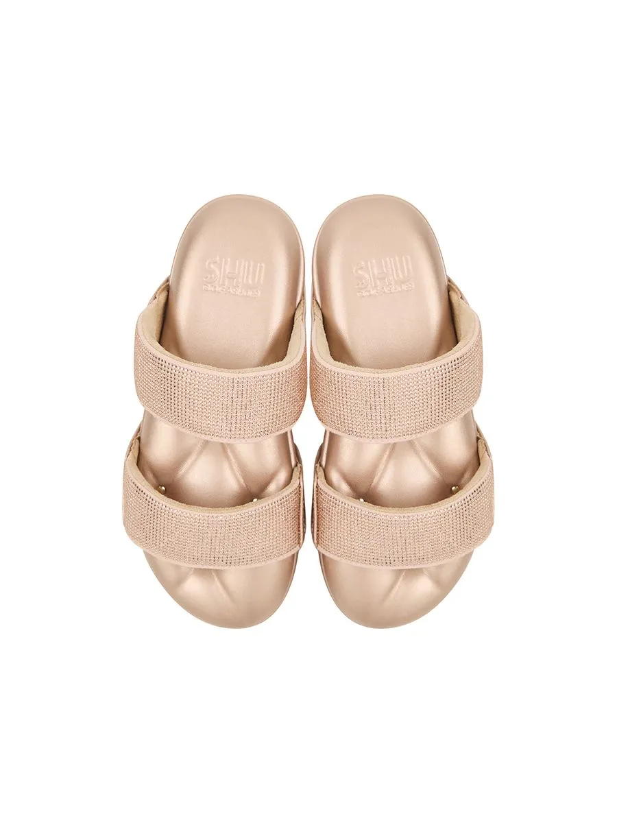 SHU WOMEN  SOFASHOES  2.5" DIAMOND DUO STRAPS - ROSE GOLD