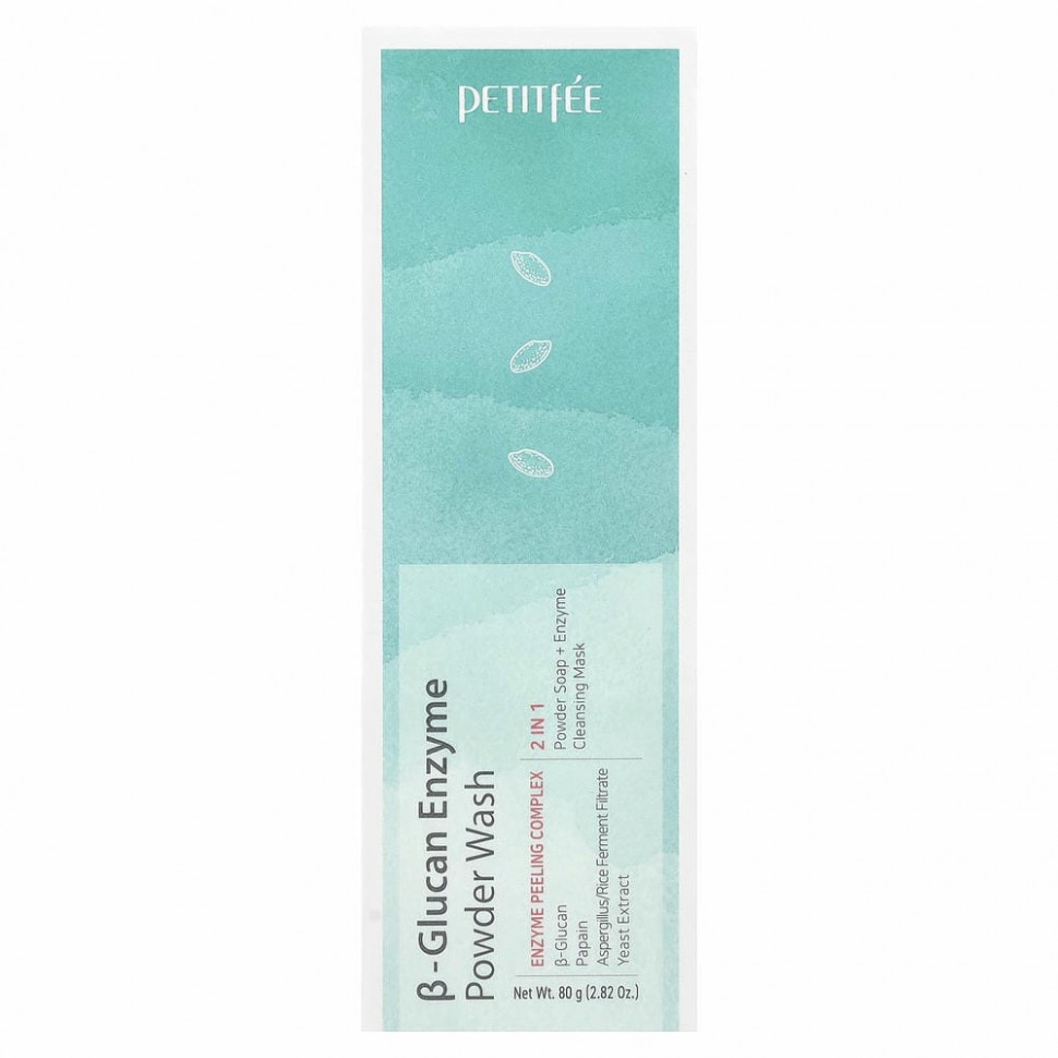 Petitfee, Энзимная пудра для умывания с бета-глюканом, 80 г (2,82 унции)