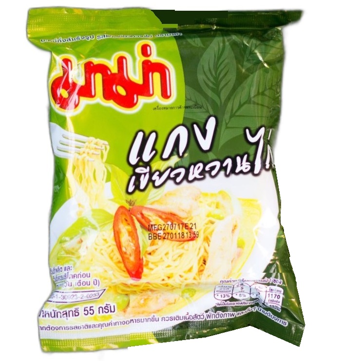 Лапша быстрого приготовления со вкусом курицы и зеленого карри Mama