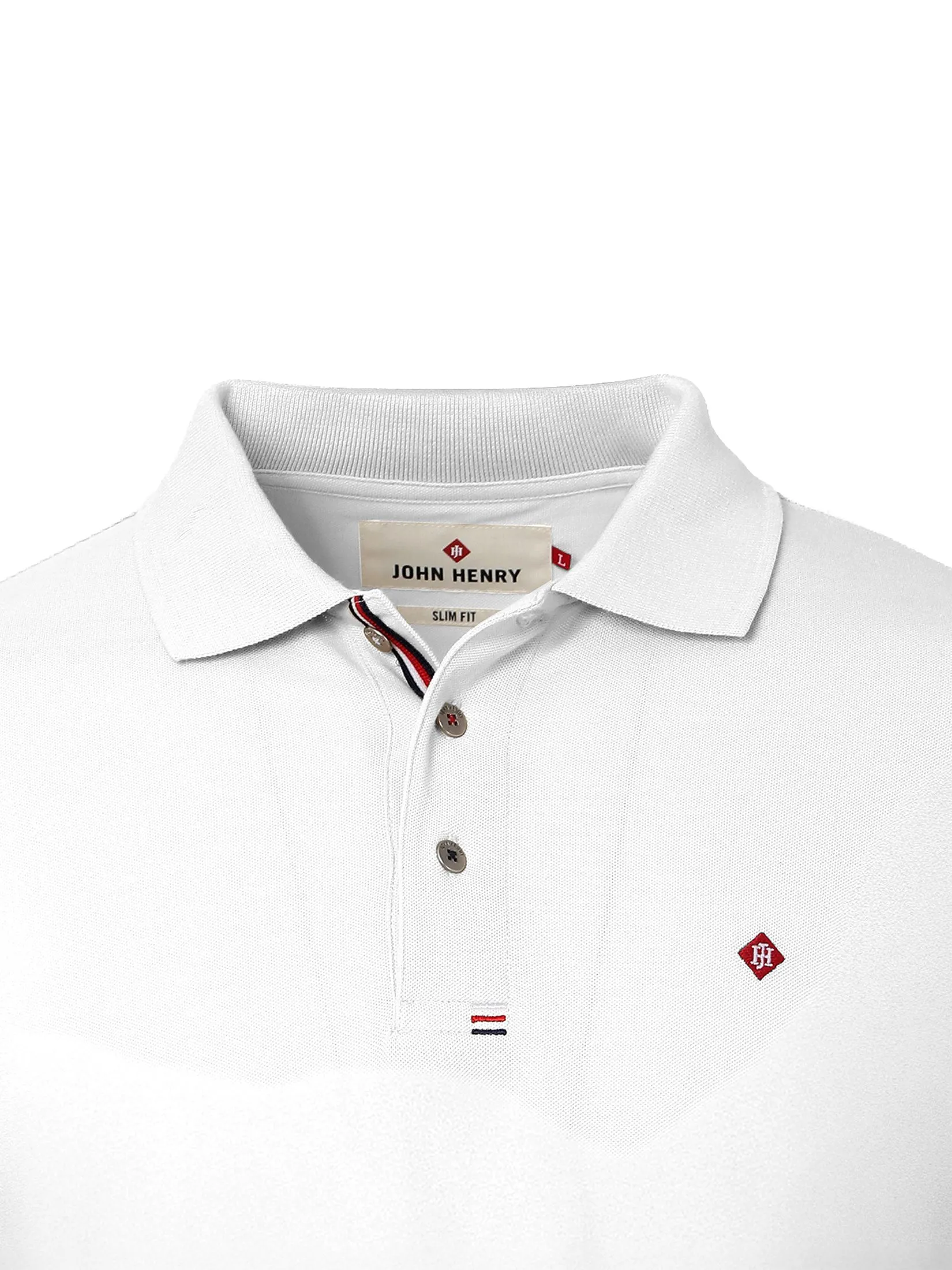 JOHN HENRY Men's Polo (Slim Fit) ESSENTIALS White