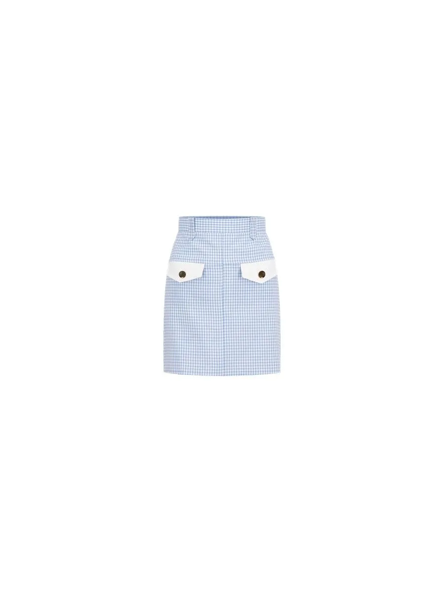 ASV (RS24) Anastasia Women Gingham Skirt Blue