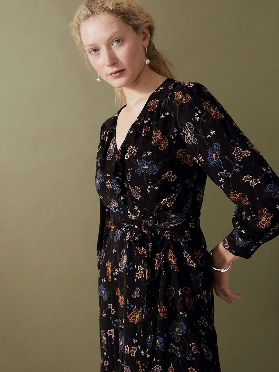 MARKS & SPENCER Floral V-Neck Frill Detail Midi Wrap Dress T533524UY4