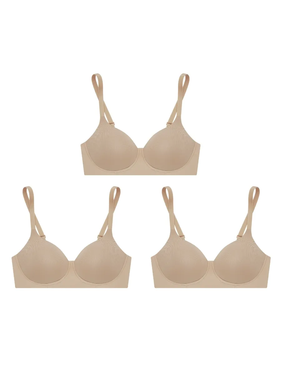 SABINA [Pack 3 Price] BRALESS WIRELESS BRA Seamless Fit Perfect Bra Collection - Beige Size - B42