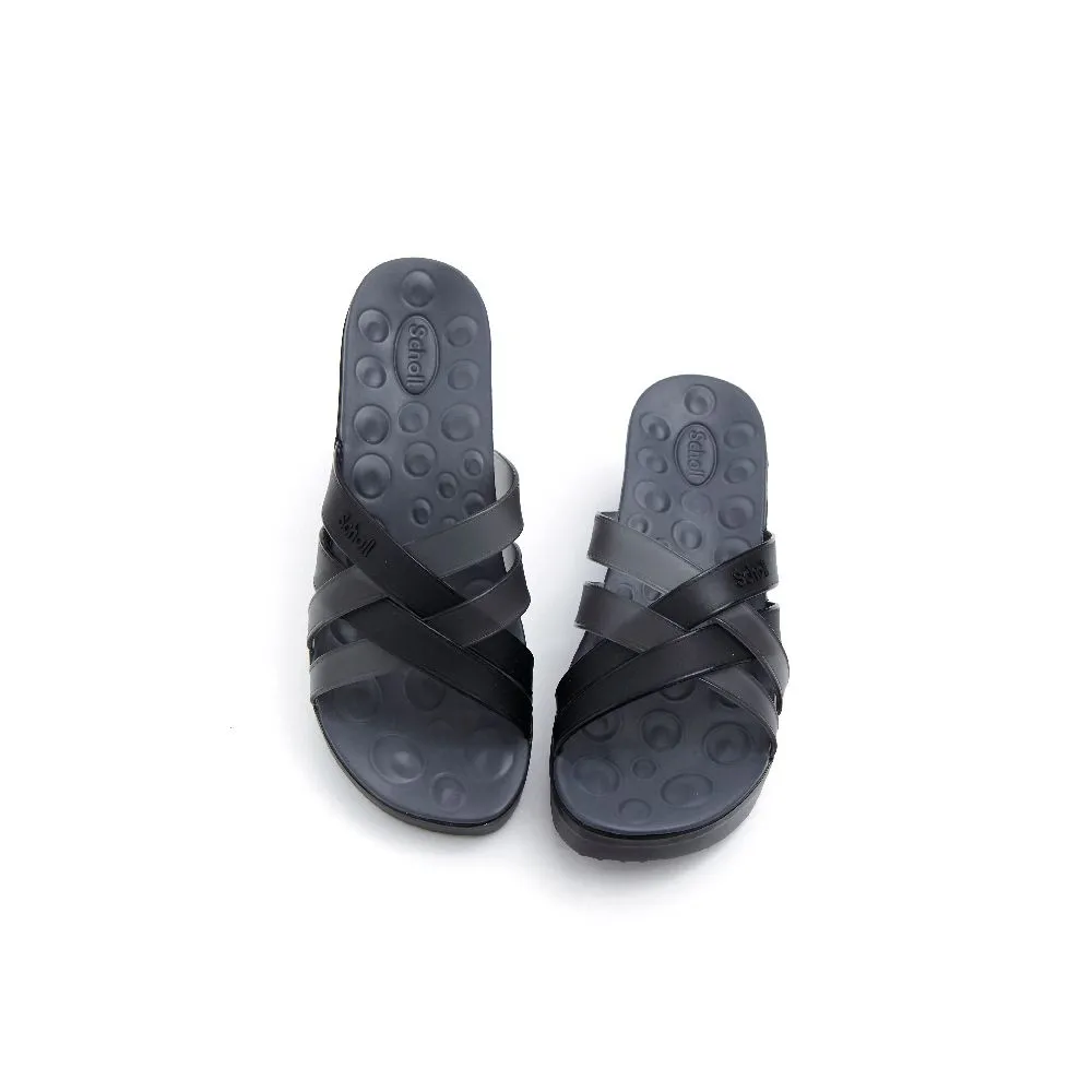 SCHOLL Black/Grey Slide Sandals - Cindy