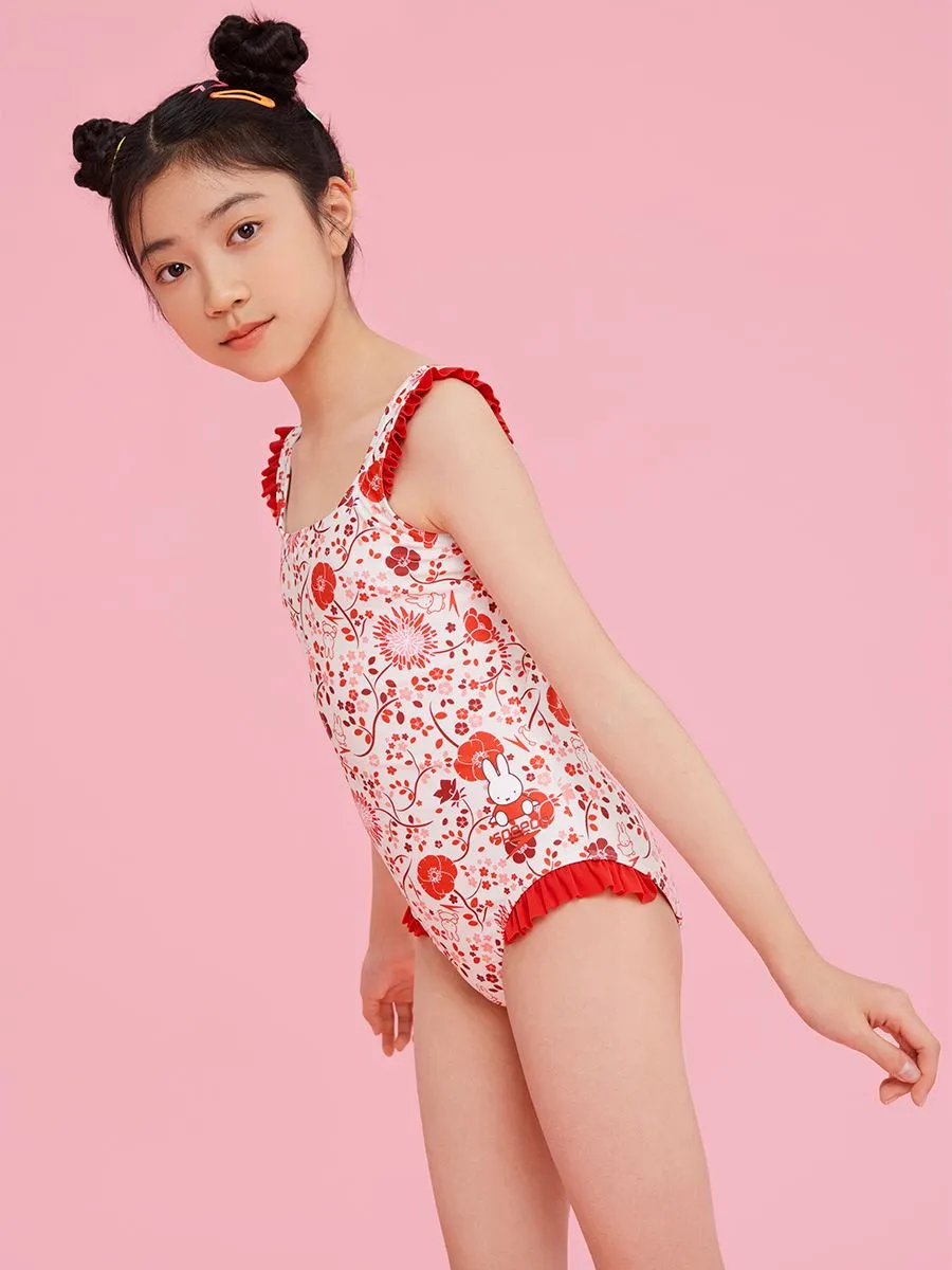 SPEEDO RED SPEEDO Miffy Frill Girls Swimsuit
