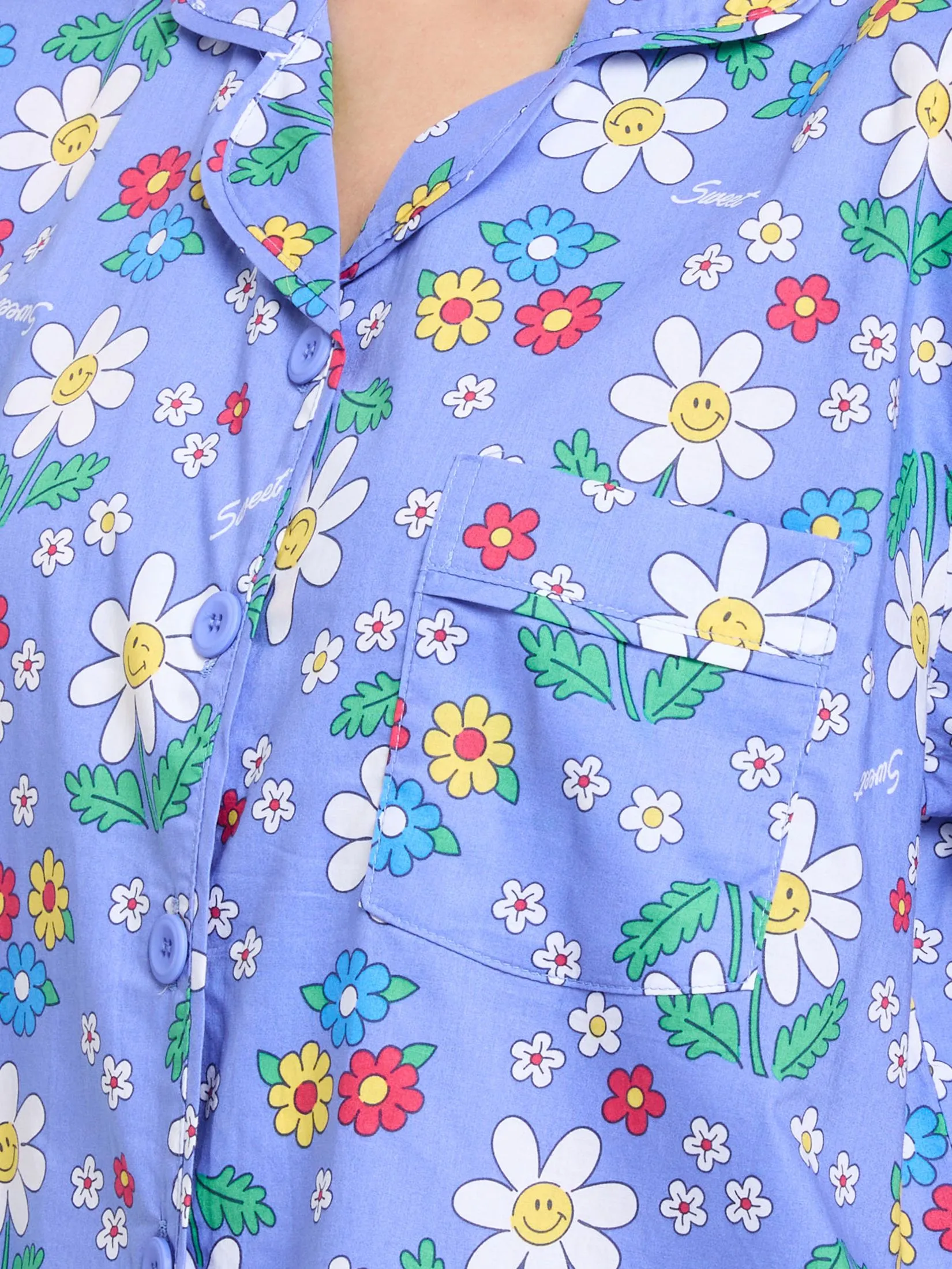 SWEET SENSATIONS Women Pyjamas Hawaii Shirt Short Sleeves + Shorts Print Navy