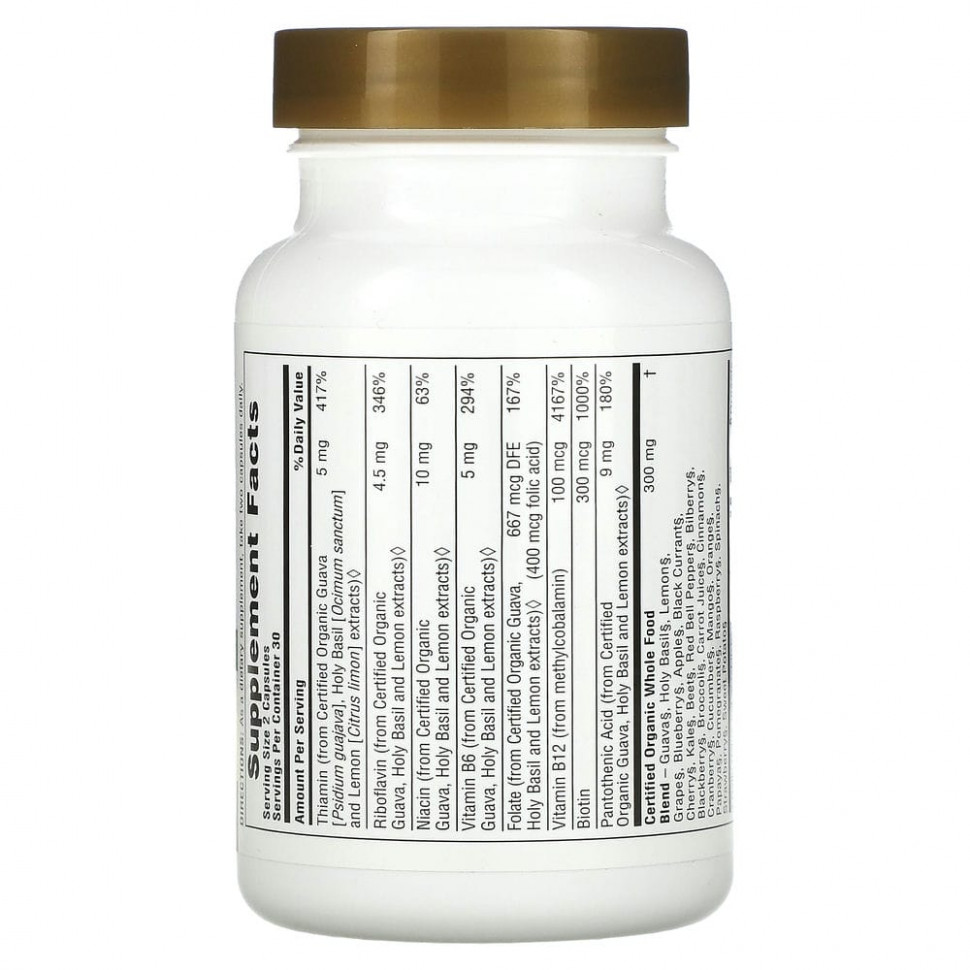 NaturesPlus, Source of Life Garden, сертифицированный органический комплекс витаминов группы B, 60 растительных капсул