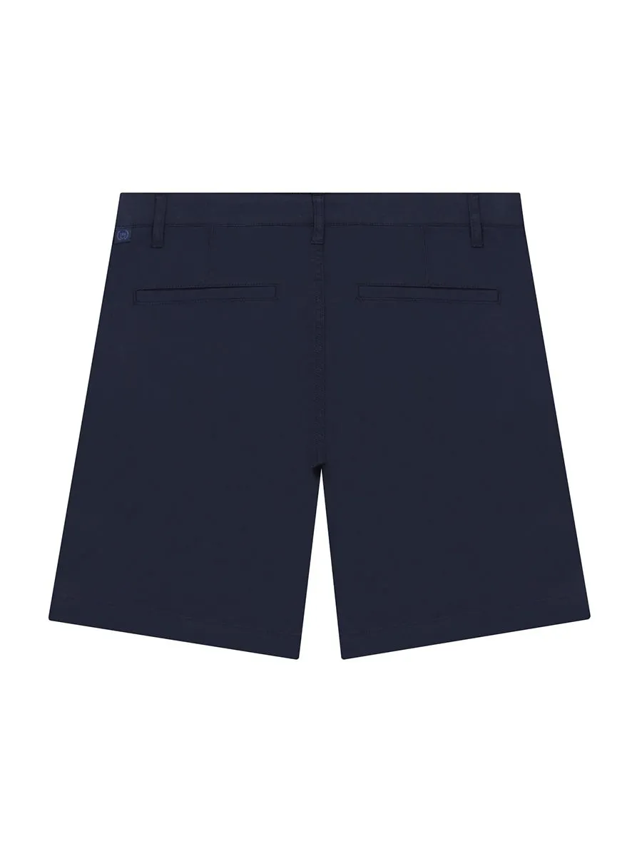 GIORDANO Men's Twill Slim Hidden Comfort Shorts (180° Waistband) Navy blue