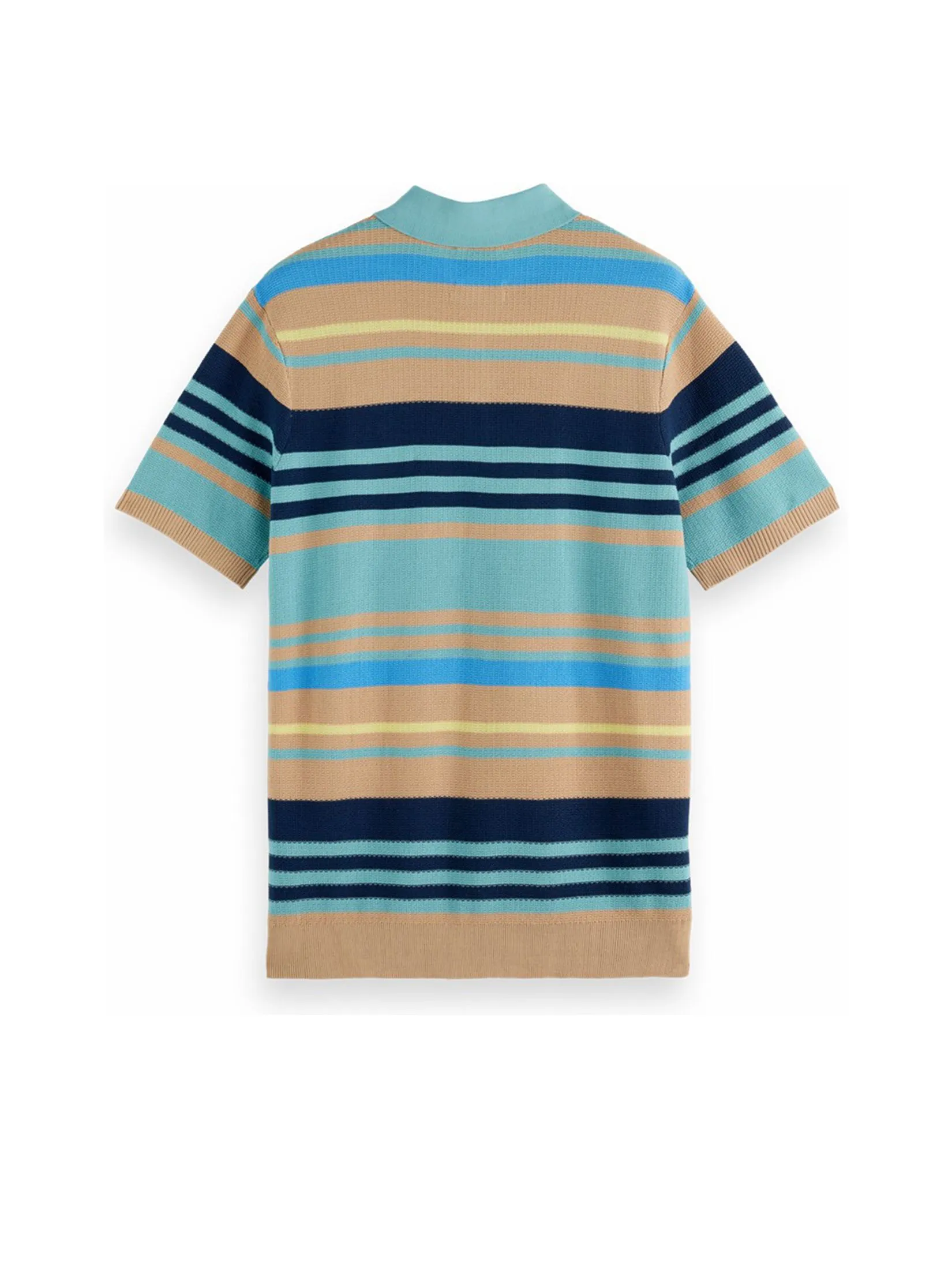 SCOTCH&SODA Men Polo Structured Knitted Regular Fit Soft Camel Multi Stripes