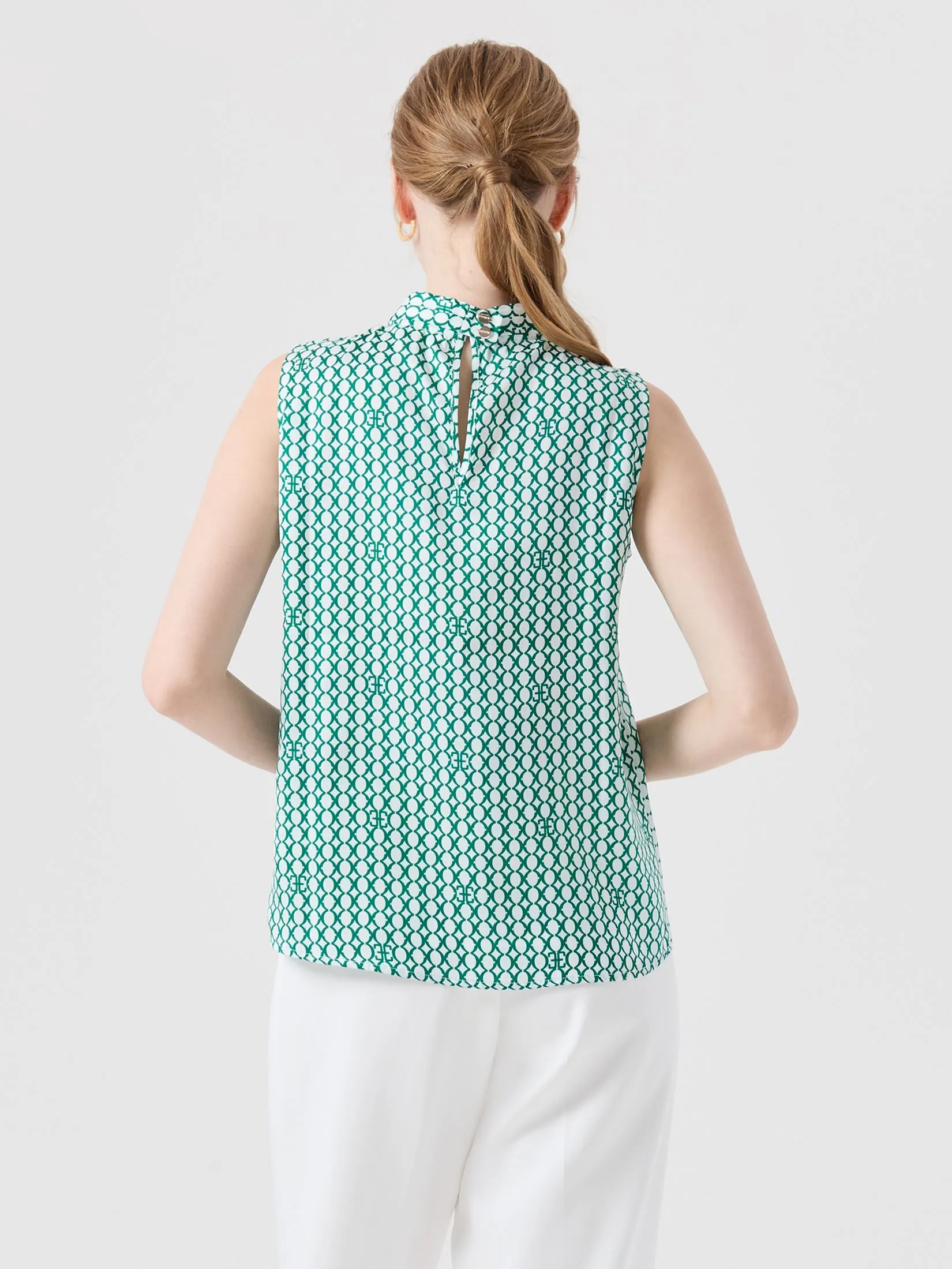 ESPADA Geometric Print Blouse Women Green