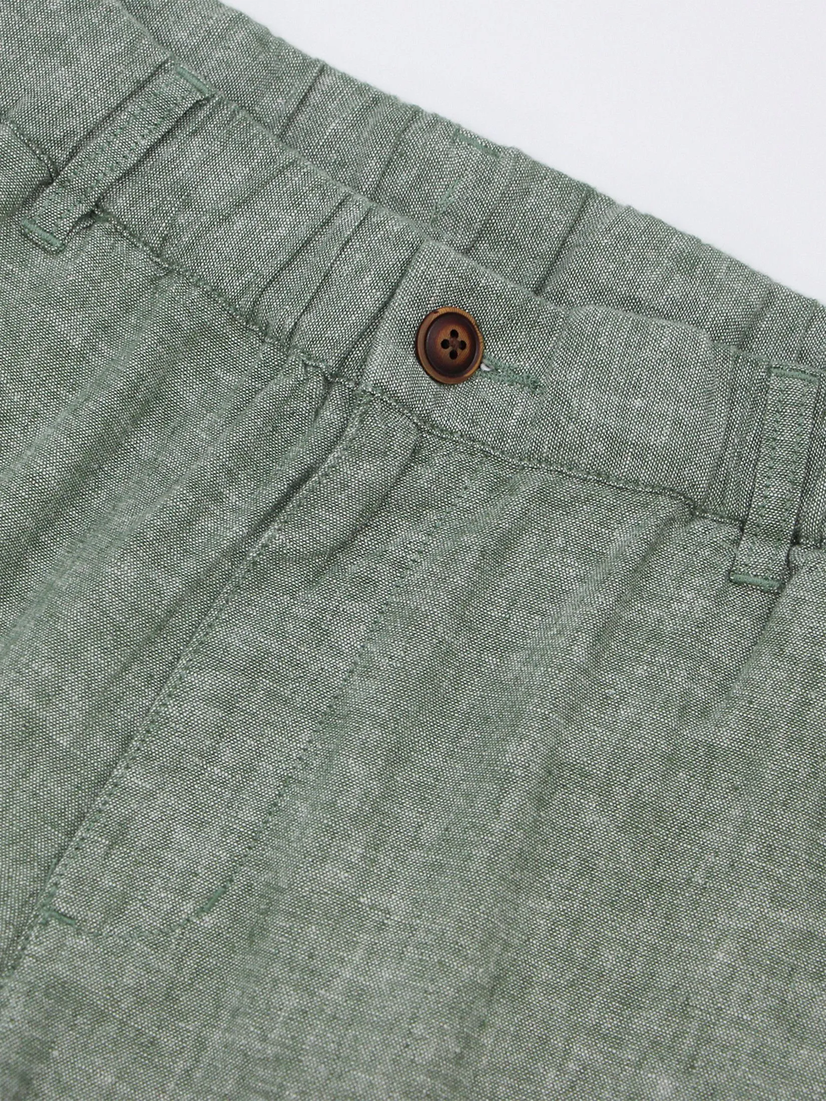 GIORDANO Men's Slim Linen Bermuda Shorts Dark green x White