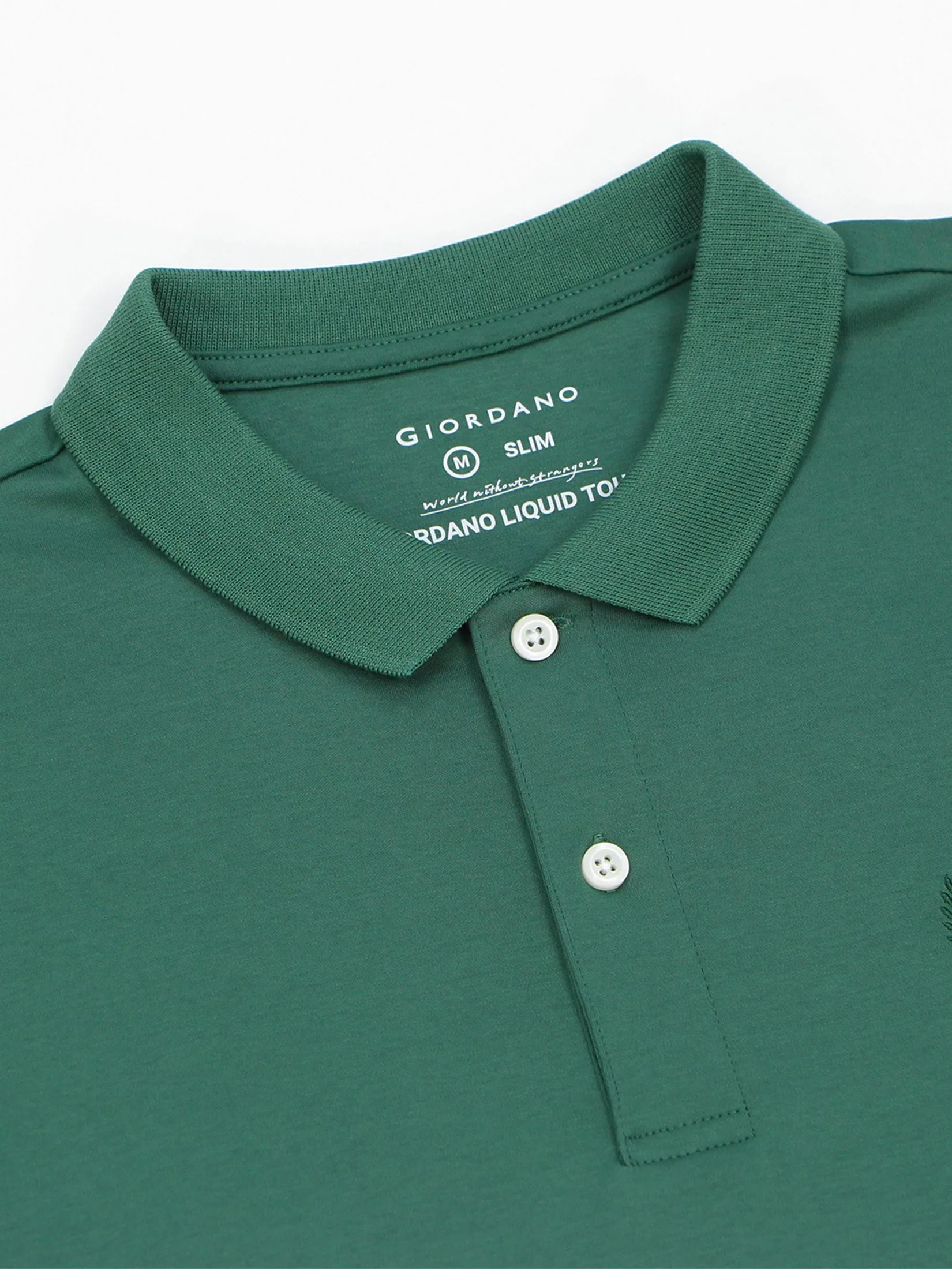 GIORDANO Men's Interlock Embroidery Polo (Liquid Touch) Smoke Pine green