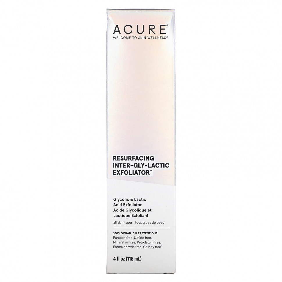 ACURE, Resurfacing, молочнокислый отшелушивающий раствор, 118 мл (4 жидк. Унции)