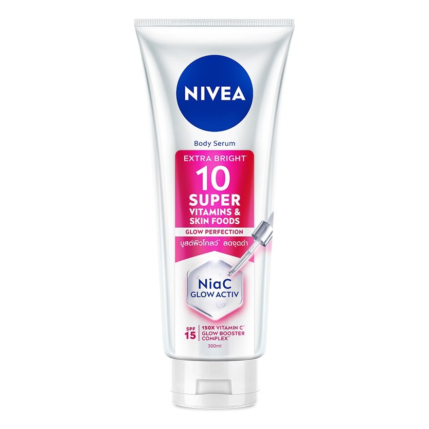 Nivea BodySerum Extra Bright 10Super Vitamins Skin Foods Glow Perfection SPF15 300Ml.