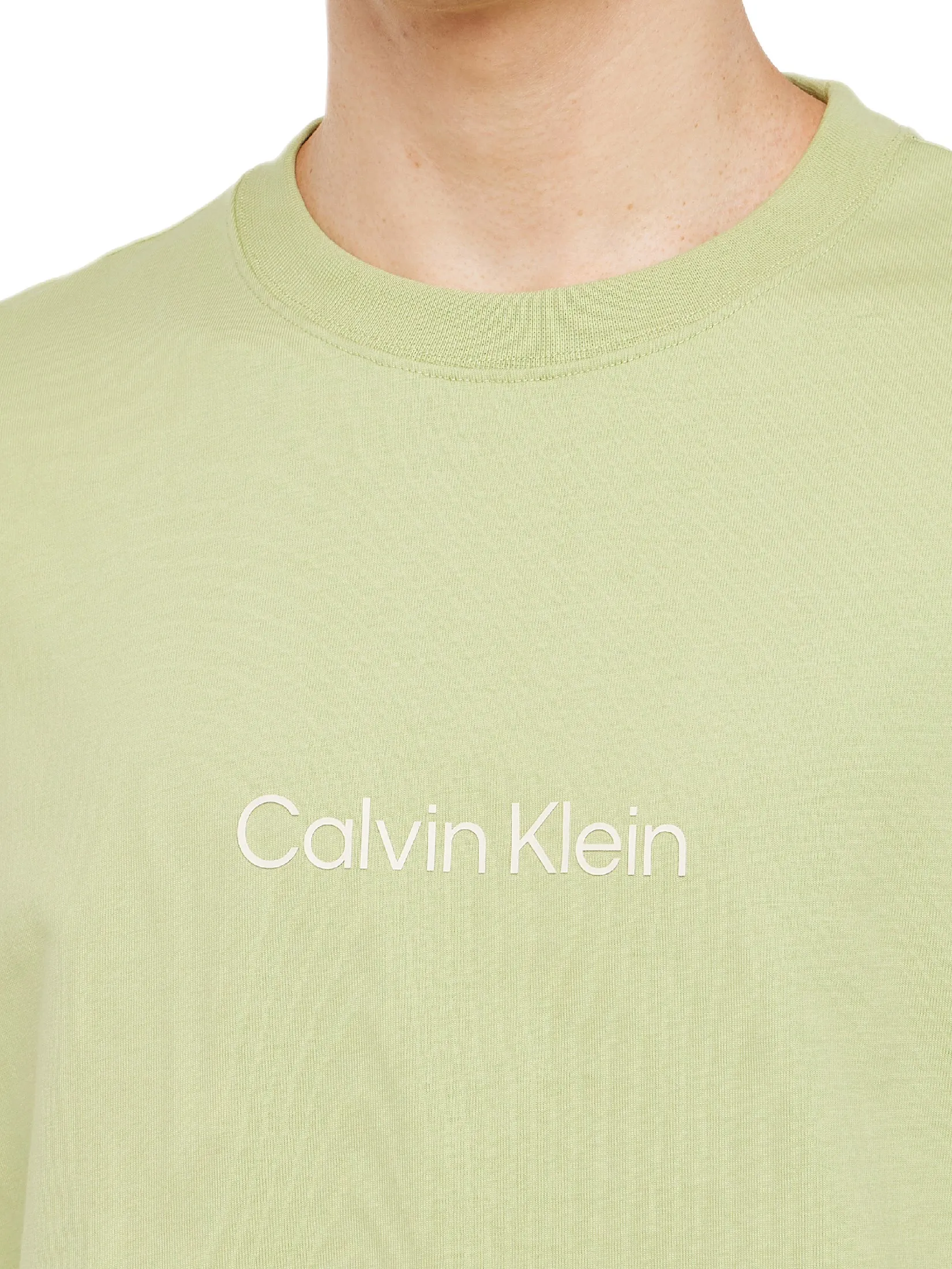 CALVIN KLEIN Men s Relaxed Fit Standard Logo Crew Neck Short Sleeve T-Shirt  Light green