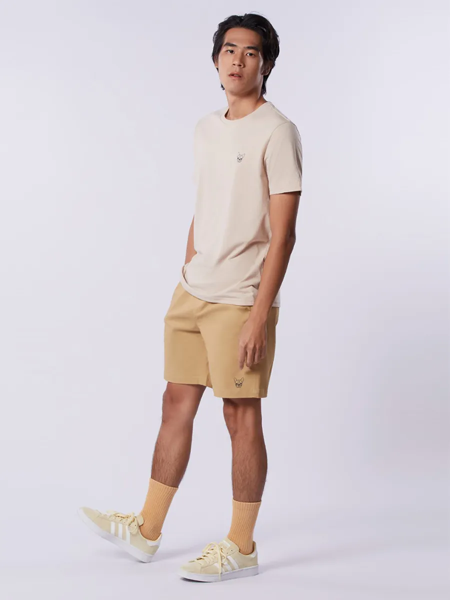 ESP Crew Neck Frenchie Tee Shirt Men Beige