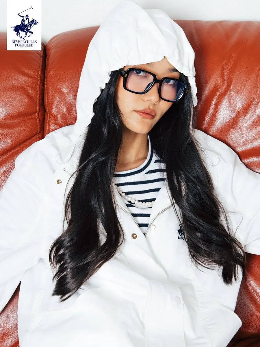 BEVERLY HILLS POLO CLUB White Women's long-sleeved hoodies jacket