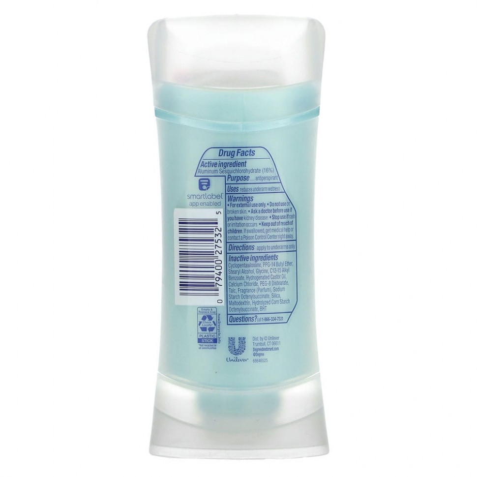 Degree, Advanced, 72 Hour MotionSense, дезодорант-антиперспирант, прозрачная пудра, 74 г (2,6 унции)