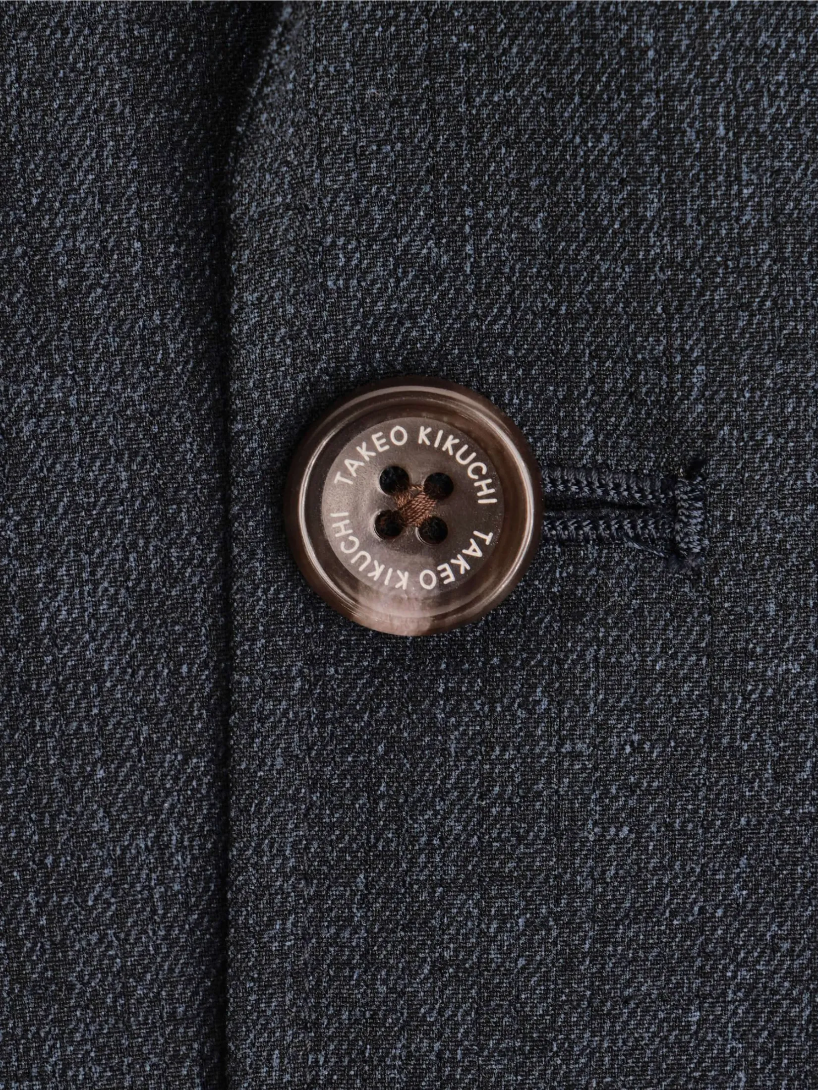 TAKEO KIKUCHI MEN NAVY CS PRIMEFLEX DOTAIR PLAIN WEAVE JACKET