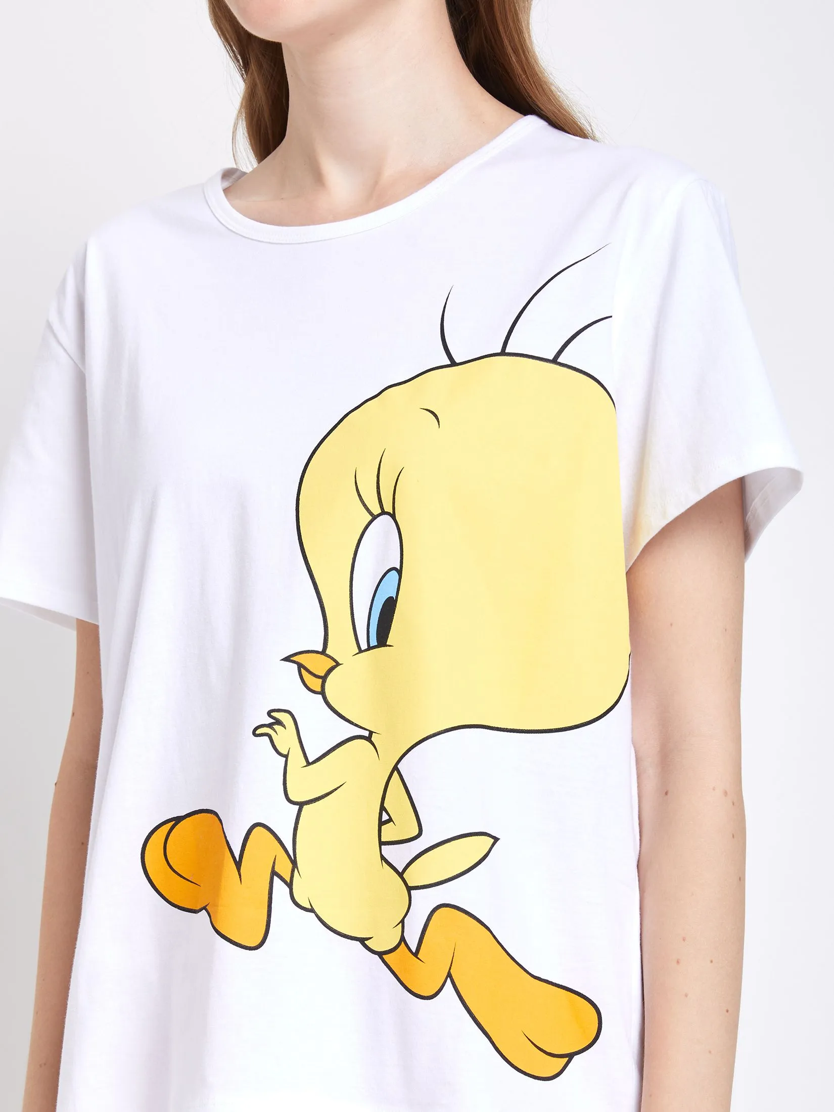 SWEET SENSATIONS Women Pyjamas T-Shirt Short Sleeves Crew Neck + 3/4 Pants Tweety Yellow