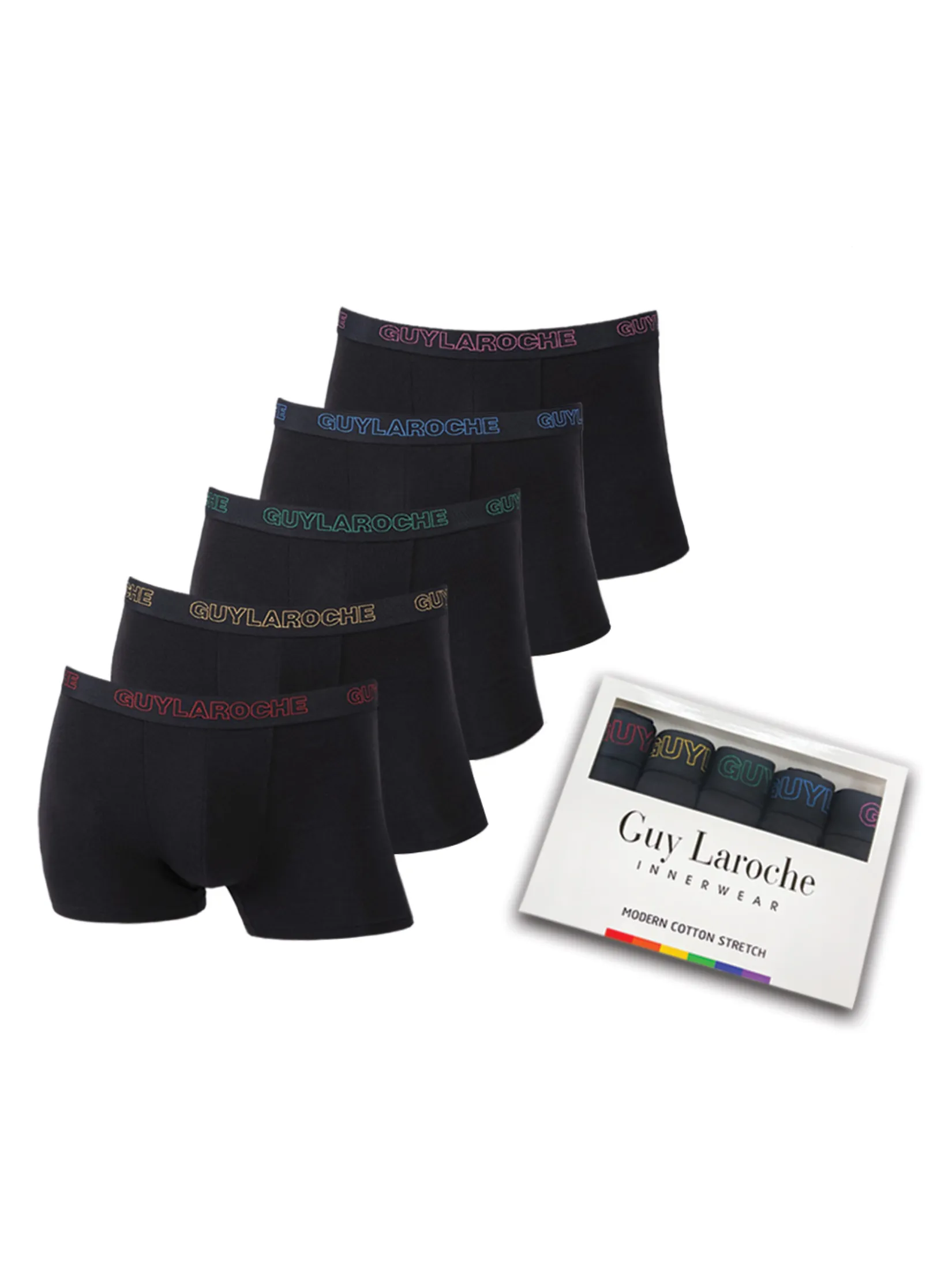 GUY LAROCHE INNERWEAR Men's Trunks Underwear Pack 5 pcs. JUU4503R5 - Black