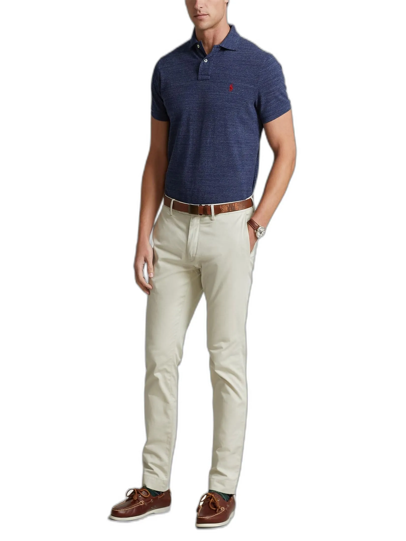 POLO RALPH LAUREN POLO-Custom Slim Fit Mesh Polo Shirt MNPOKNI1N820080 400 BLUE