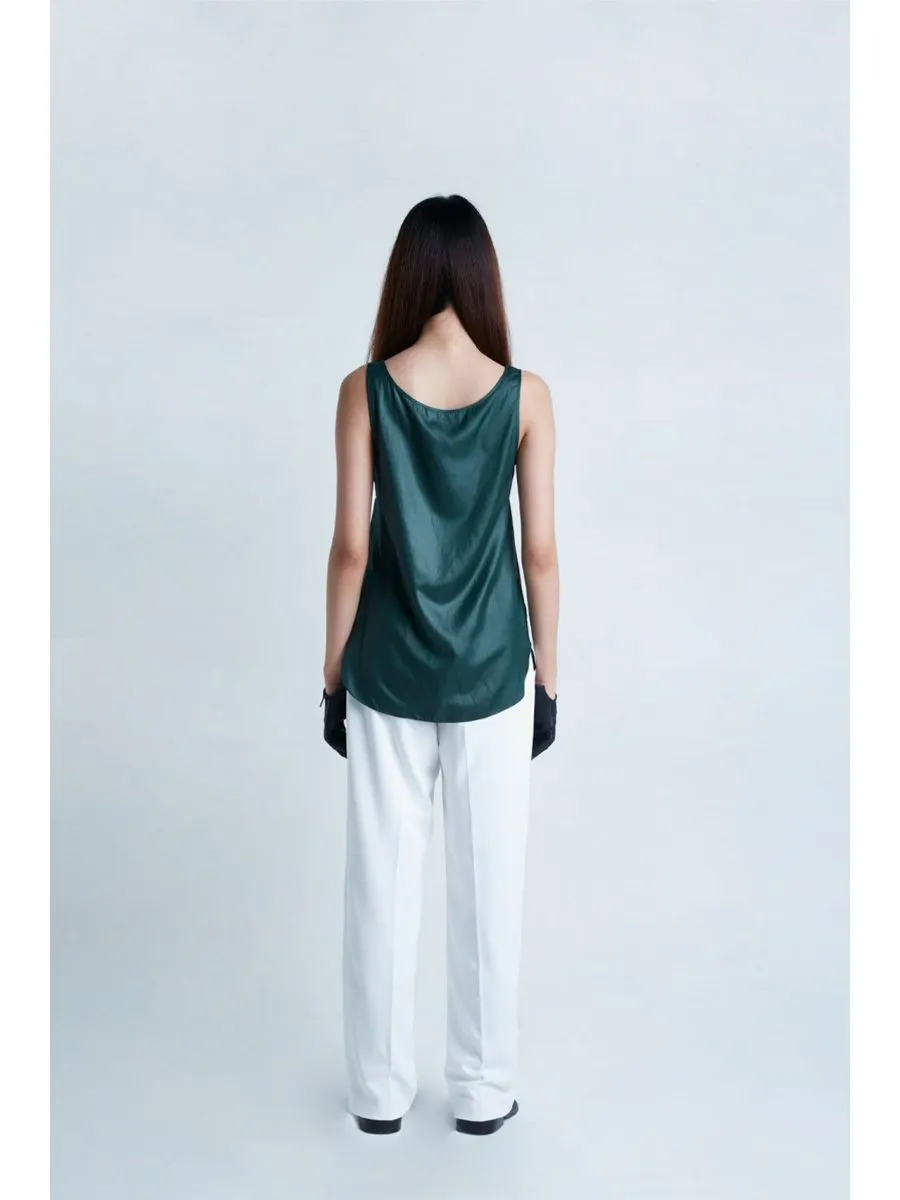 SENADA WOMEN DEEP GREEN SLEEVELESS BLOUSE