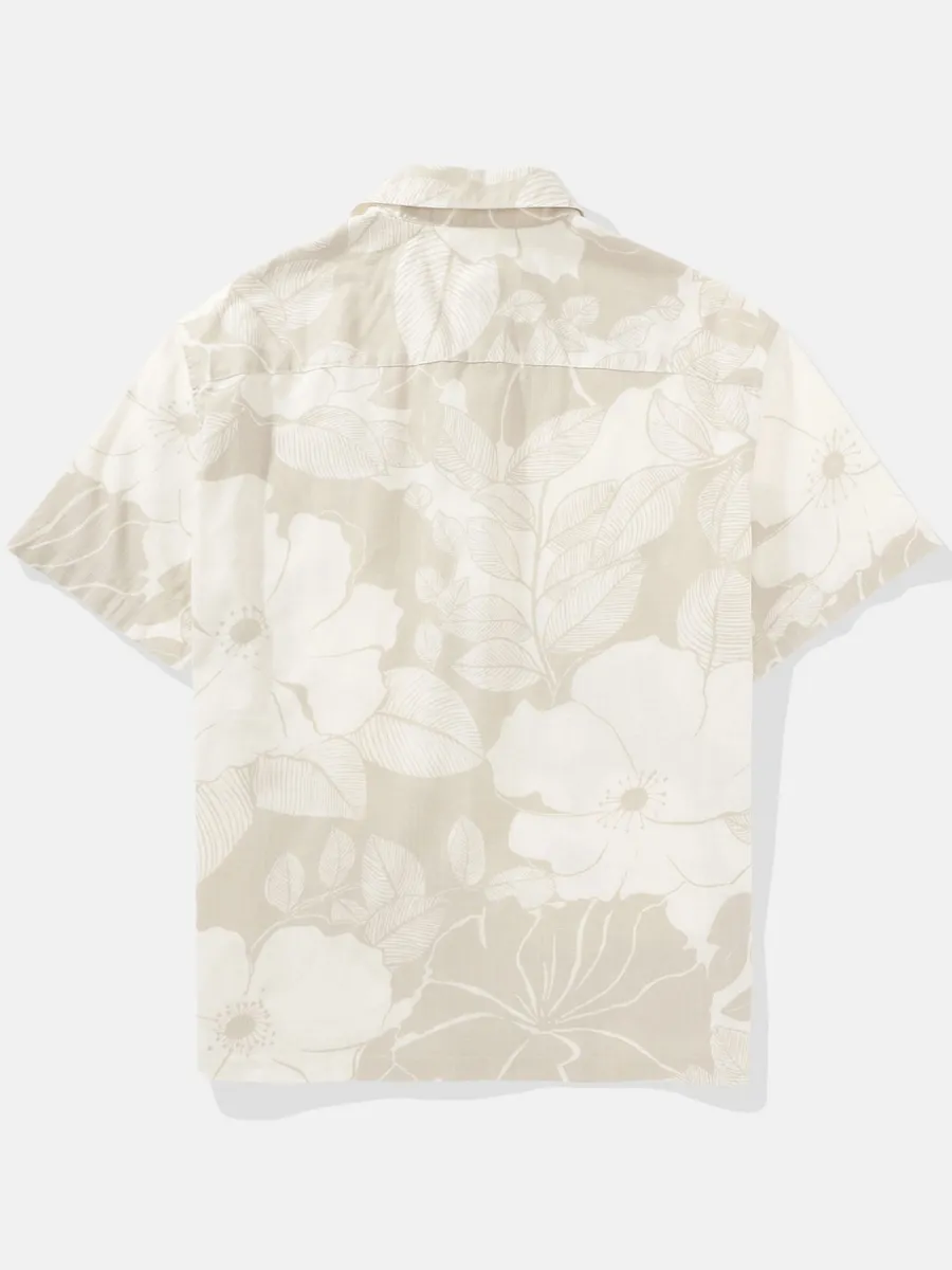 AMERICAN EAGLE MEN HARRY FLORAL SS OVERSIZED CSC BRODERICK SLUB SHIRT 207 TAN