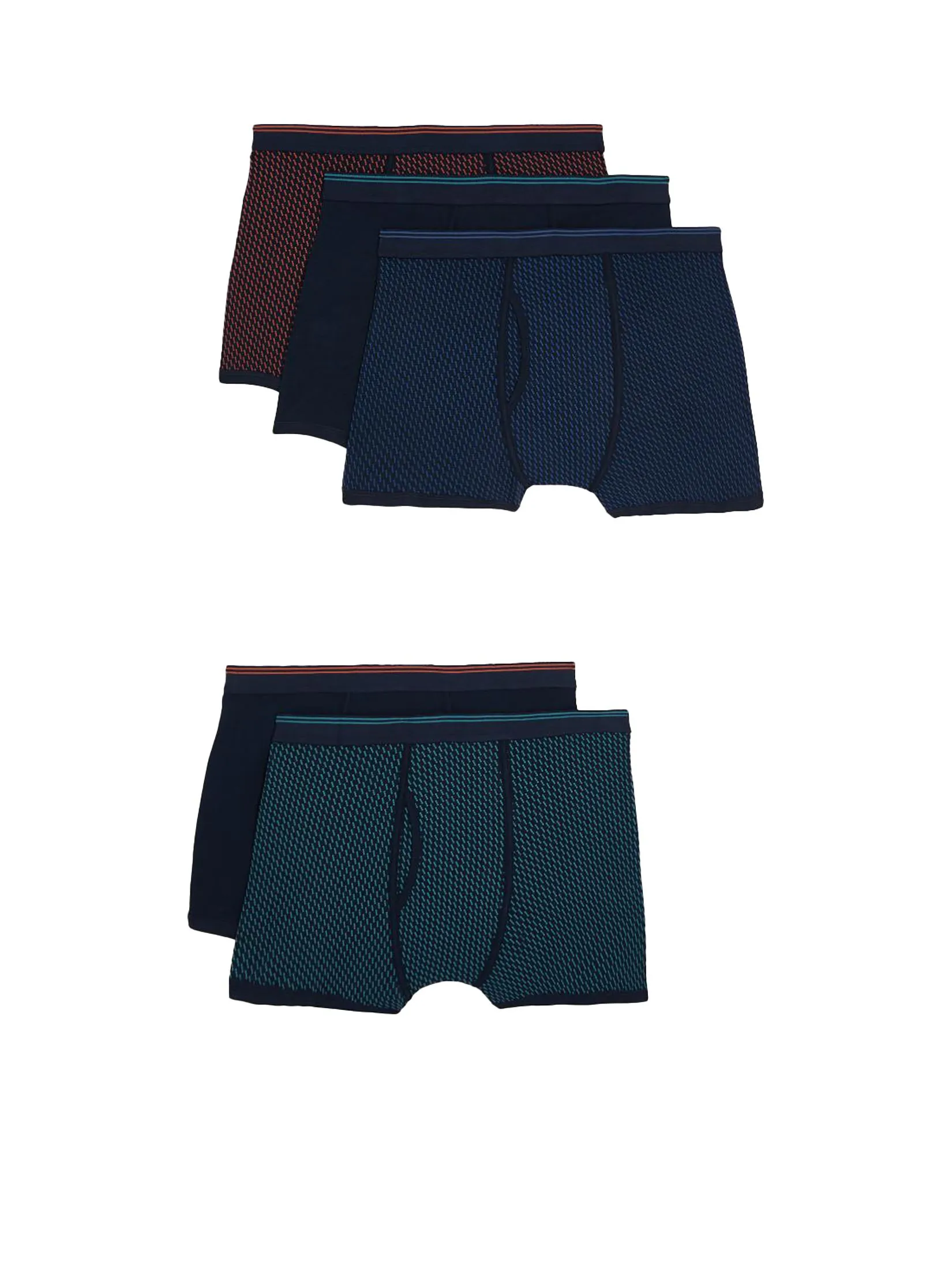 MARKS & SPENCER Men Trunks 5 pk Cotton Stretch Cool & Fresh Navy Mix