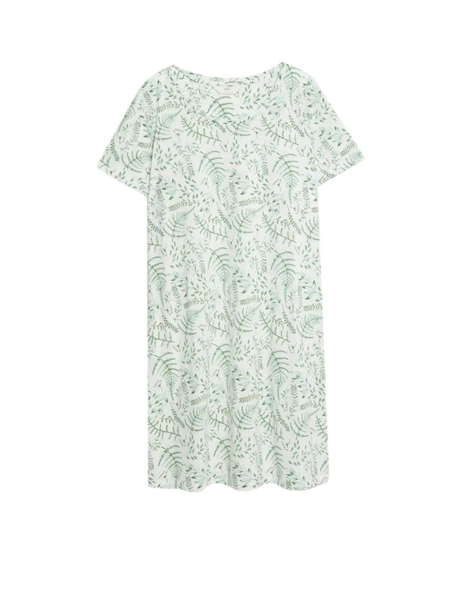 MARKS & SPENCER Women Nightdress Cool Comfort Cotton Modal Printed White