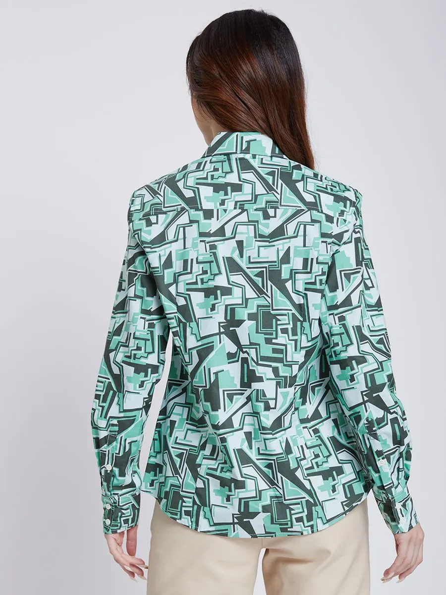 ALUMNUS Women Shirt Long Sleeves Graphic Printed Green