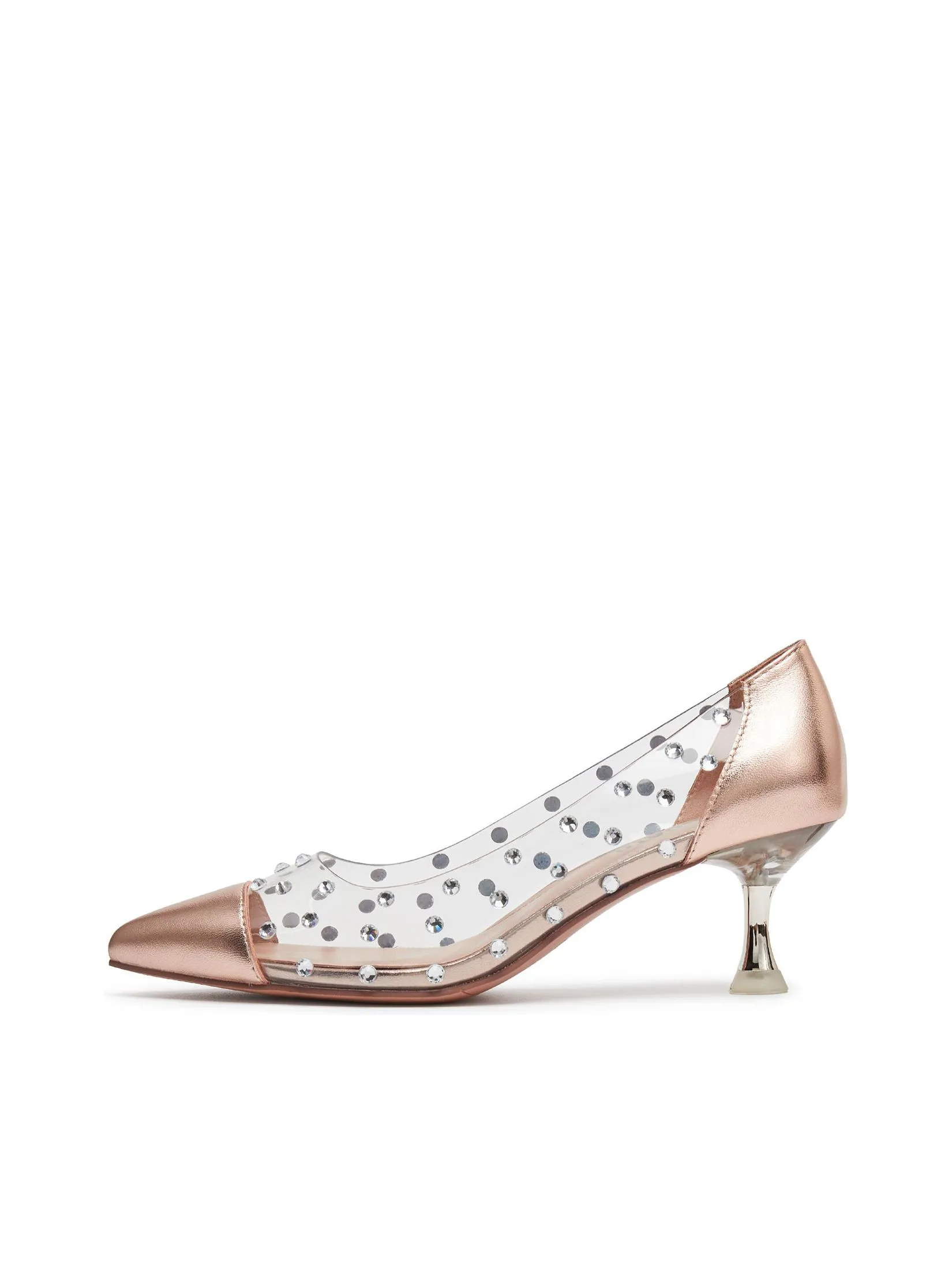 STACCATO Women Pump Crystal Studded Clear Pointed Toe