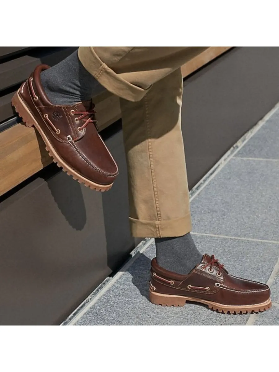 TIMBERLAND Men s 3 Eye Classic  Boat Shoe AUTHENTIC Handsewn Brown