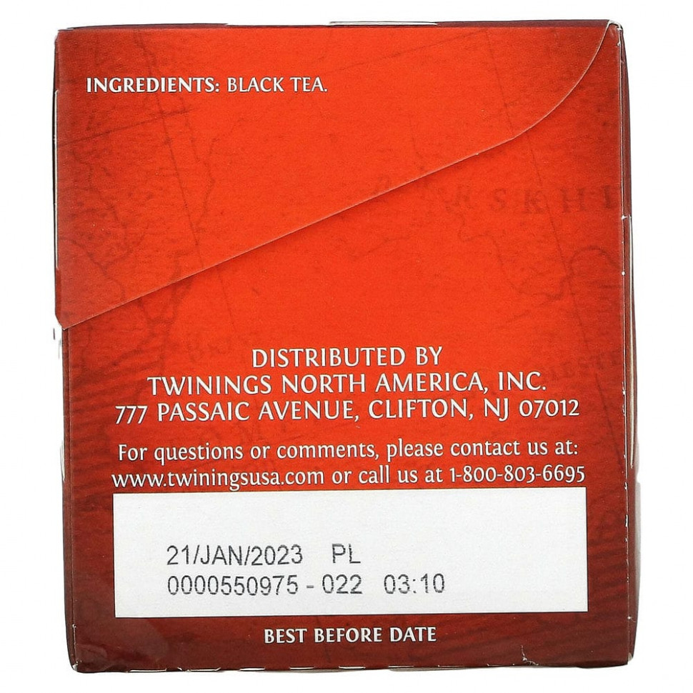 Twinings, 100% чистый черный чай «Английский завтрак», 25 чайных пакетиков, 50 г (1,76 унции)