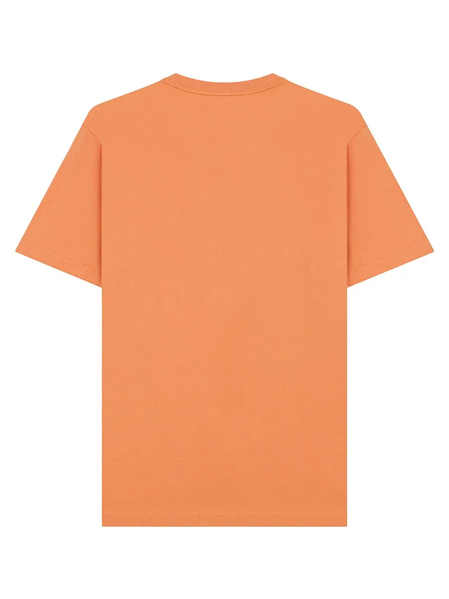 GIORDANO Men's Slim Jersey Embroidery Tee (Classic Man) Coral Gold Orange