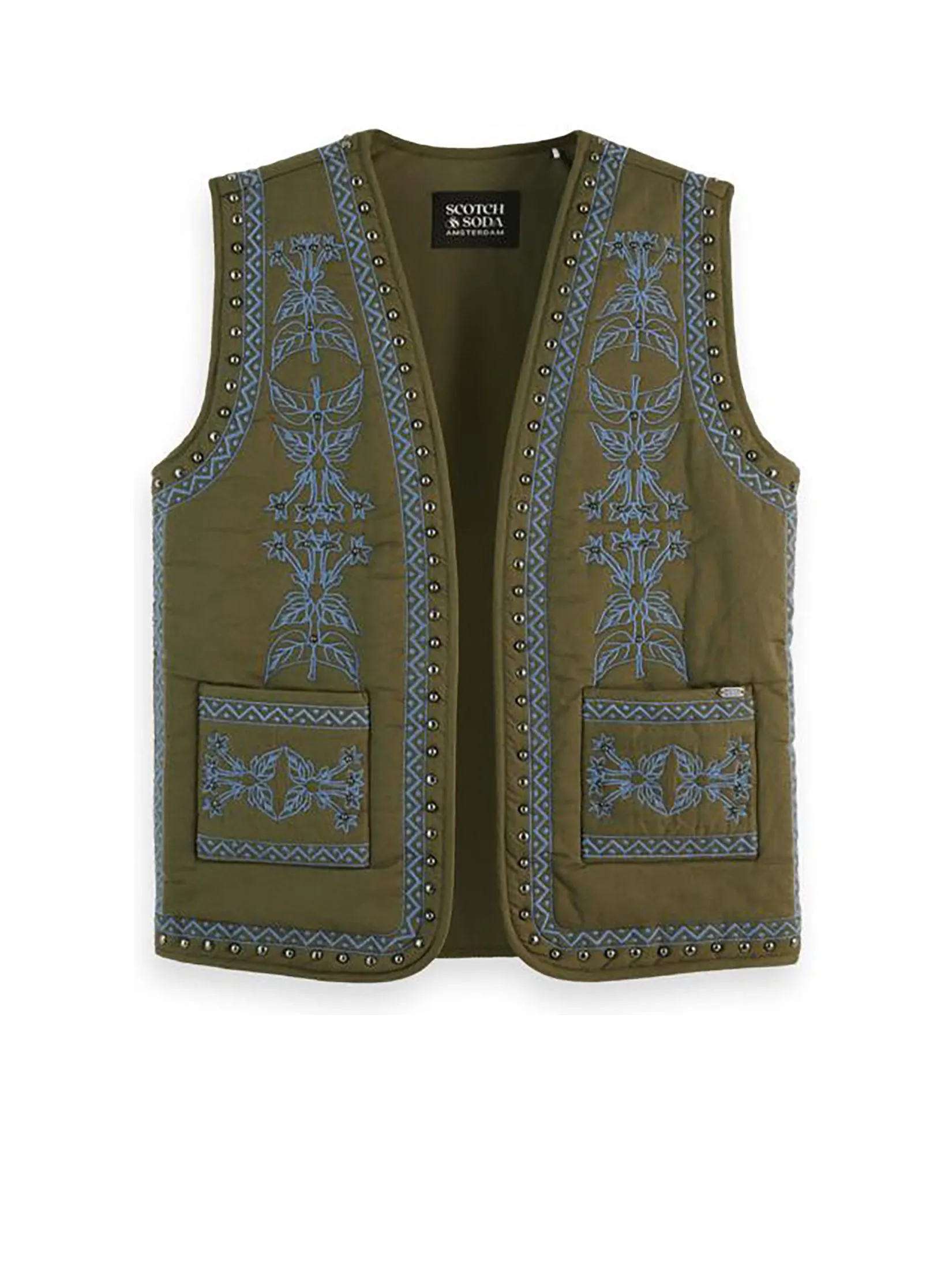 SCOTCH&SODA Women Gilet Floral Embroidered Classic Green