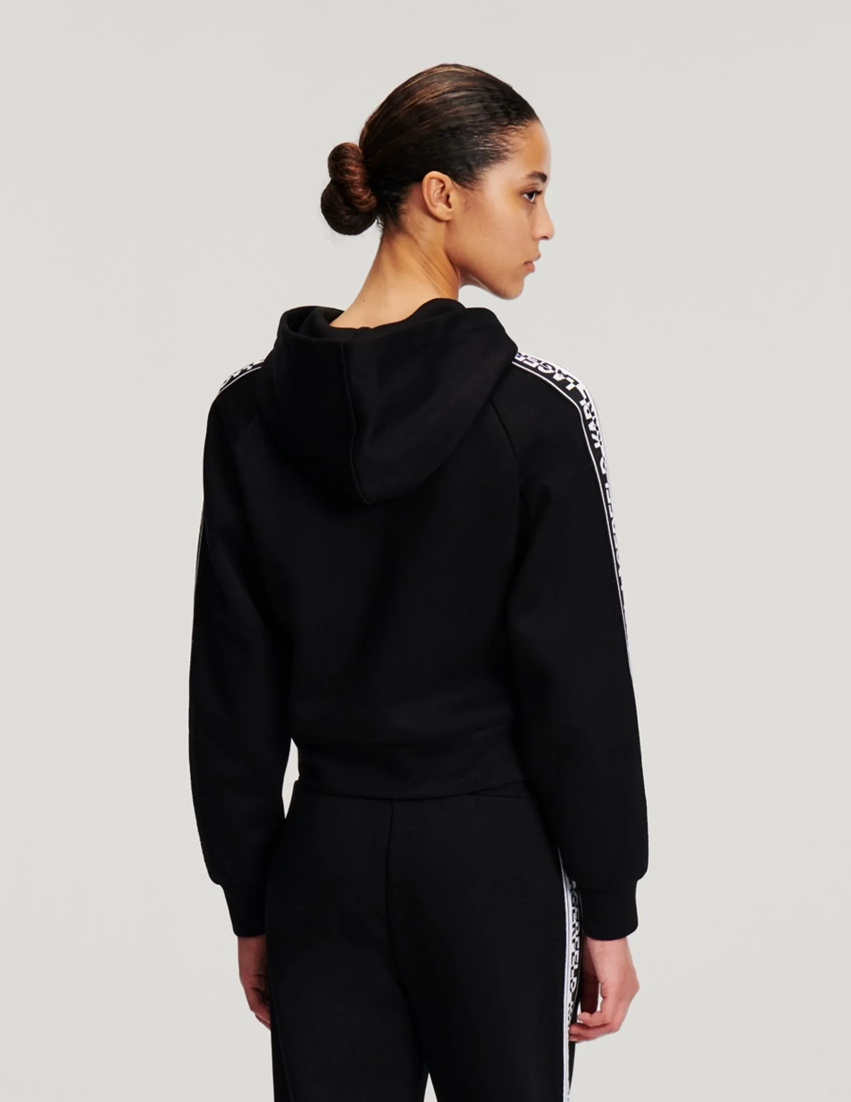 KARL LAGERFELD RTW-1 LOGO TAPE MEN HOODIE BLACK