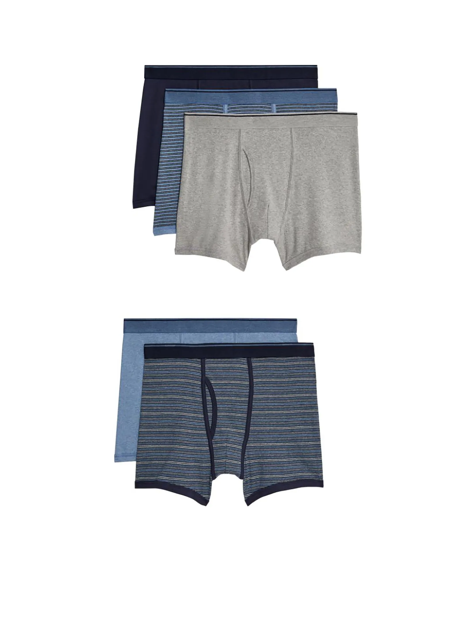 MARKS & SPENCER Men Trunks 5pk Pure Cotton Cool & Fresh Pd Denim Mix