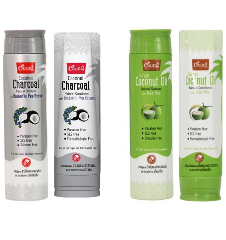 Шампунь с кокосовым маслом и рисовым молочком без SLS Caring 200 мл