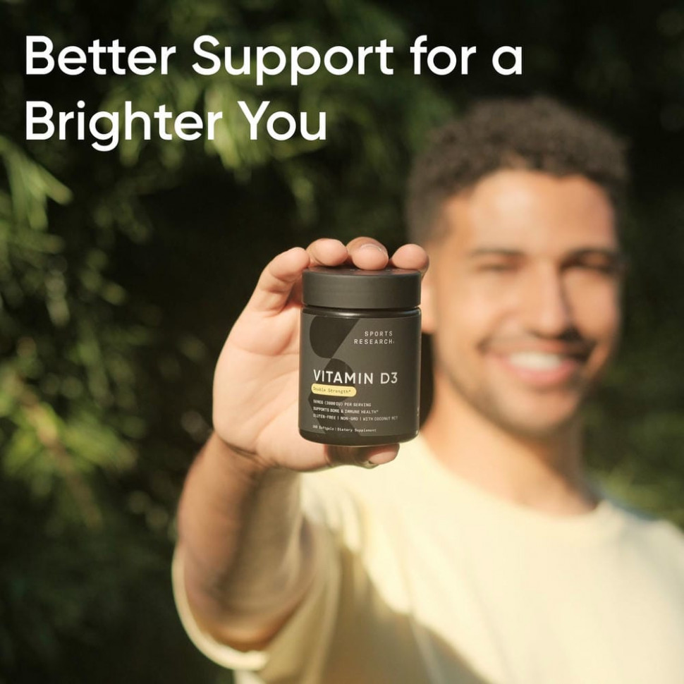 Sports Research, витамин D3 с кокосовым маслом, 125 мкг (5000 МЕ), 360 мягких таблеток