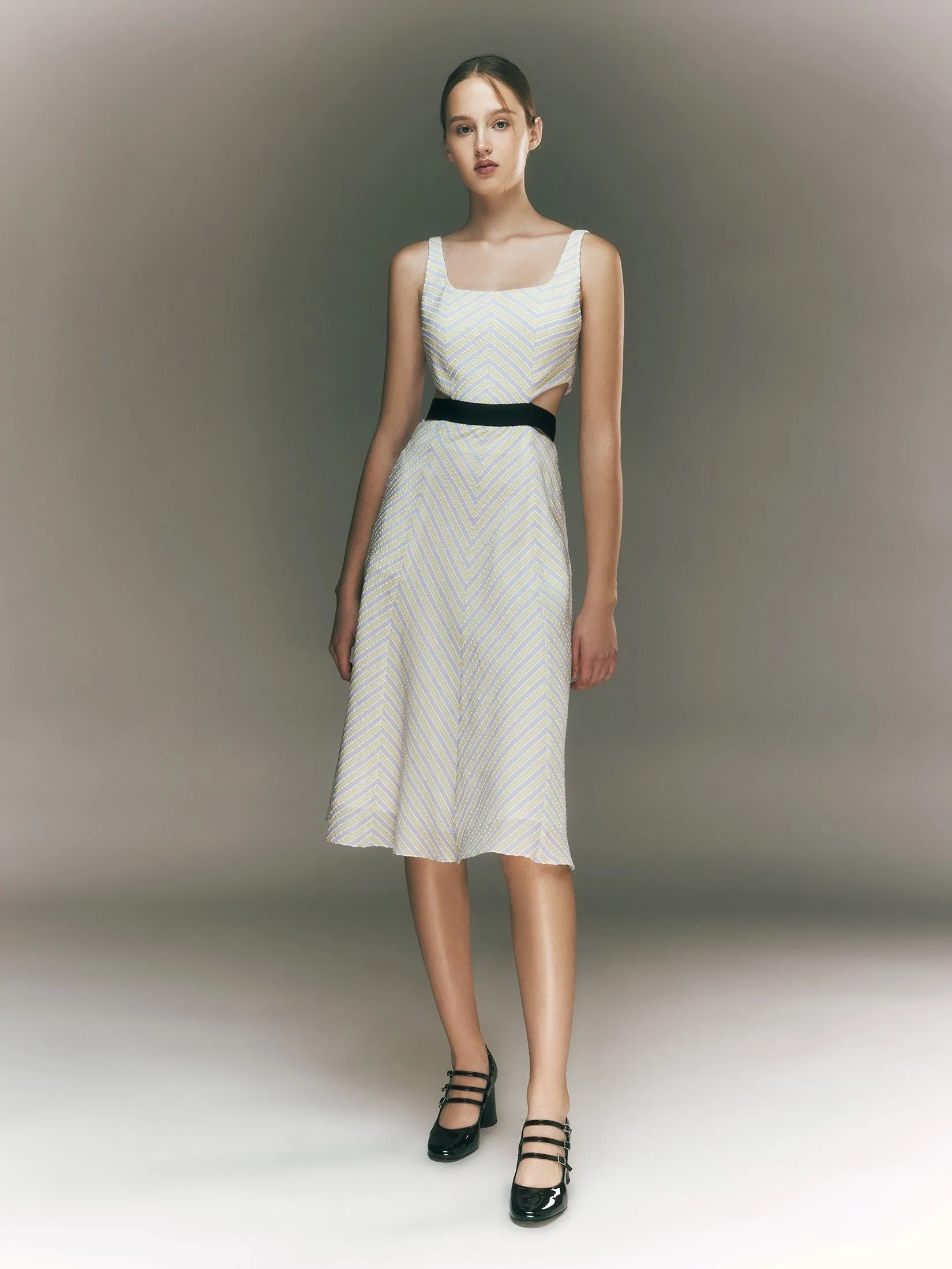 ASV ( PF24 ) Bonita Bow-tie Waist Women Dress Yello