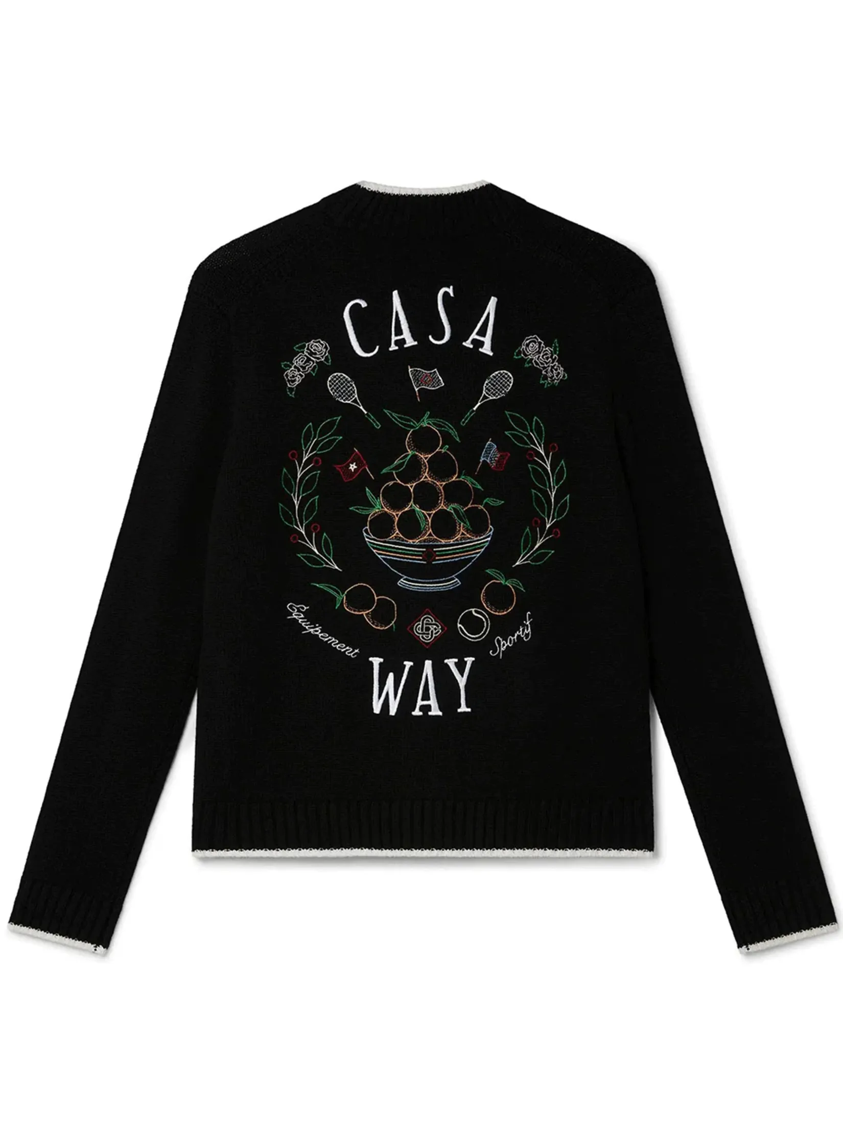 CASABLANCA EMBROIDERED CASA WAY CARDIGAN IN BLACK