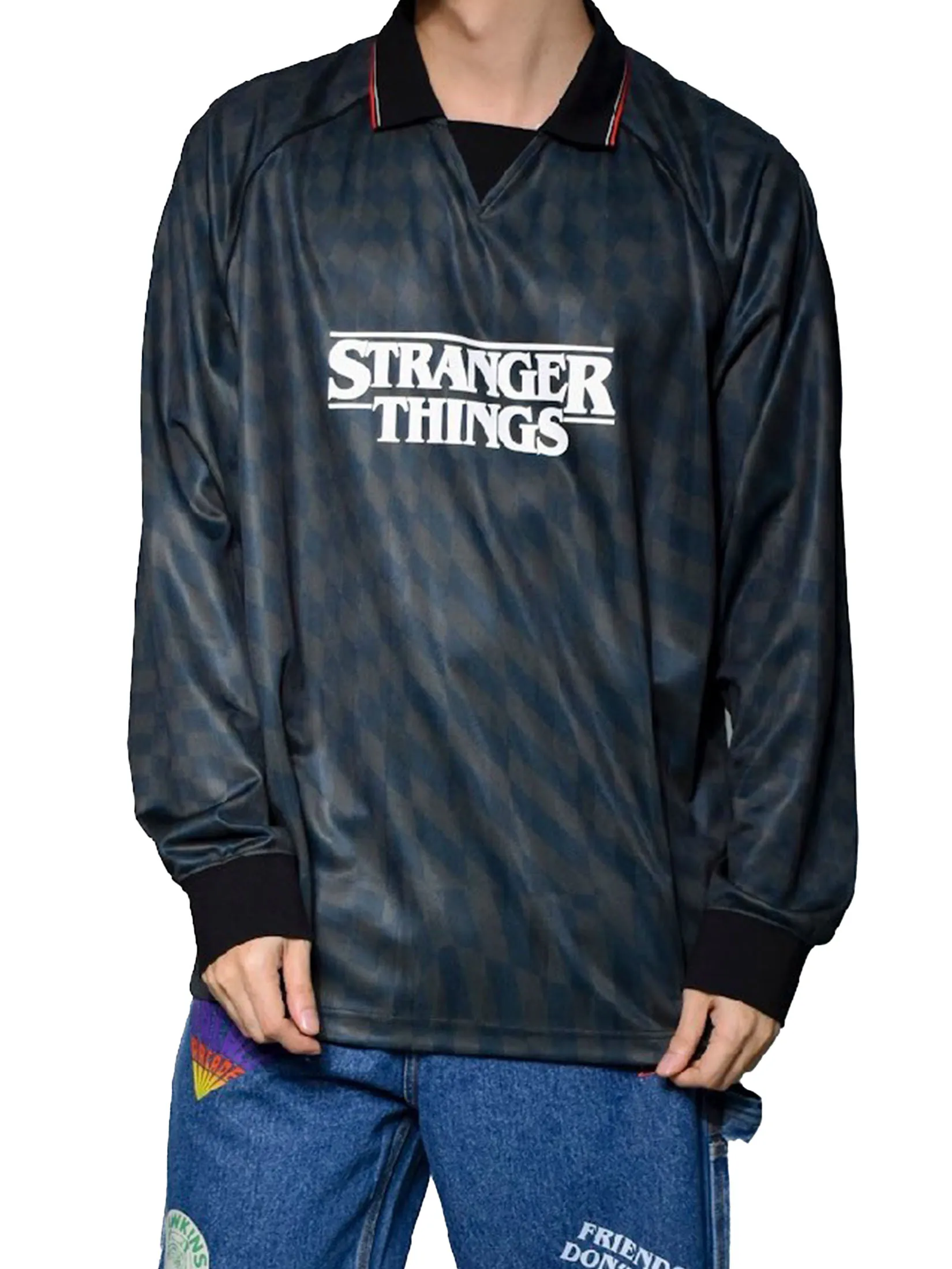 ERA-WON Men’s Football Shirt Long Sleeve – LONG SLEEVE T-SHIRT JERSEY x STRANGER THINGS (Black)
