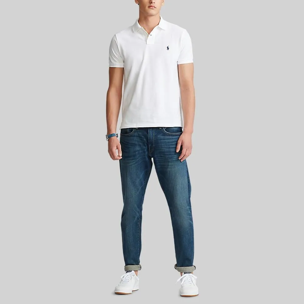 POLO RALPH LAUREN POLO-Custom Slim Fit Mesh Polo Shirt MNPOKNI1N820078 100 WHITE