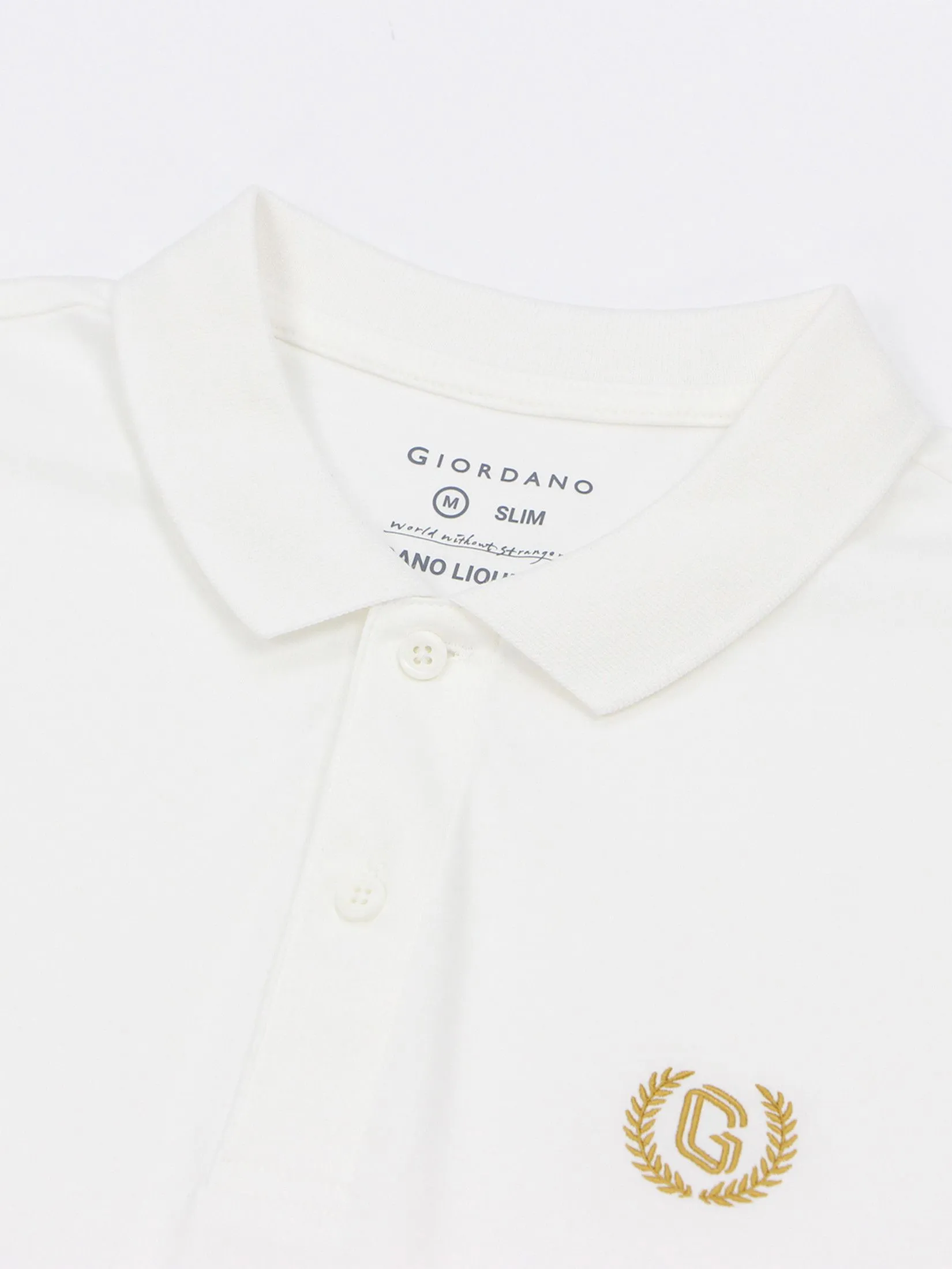 GIORDANO Men's Slim Interlock Polo (Liquid Touch) Signature White