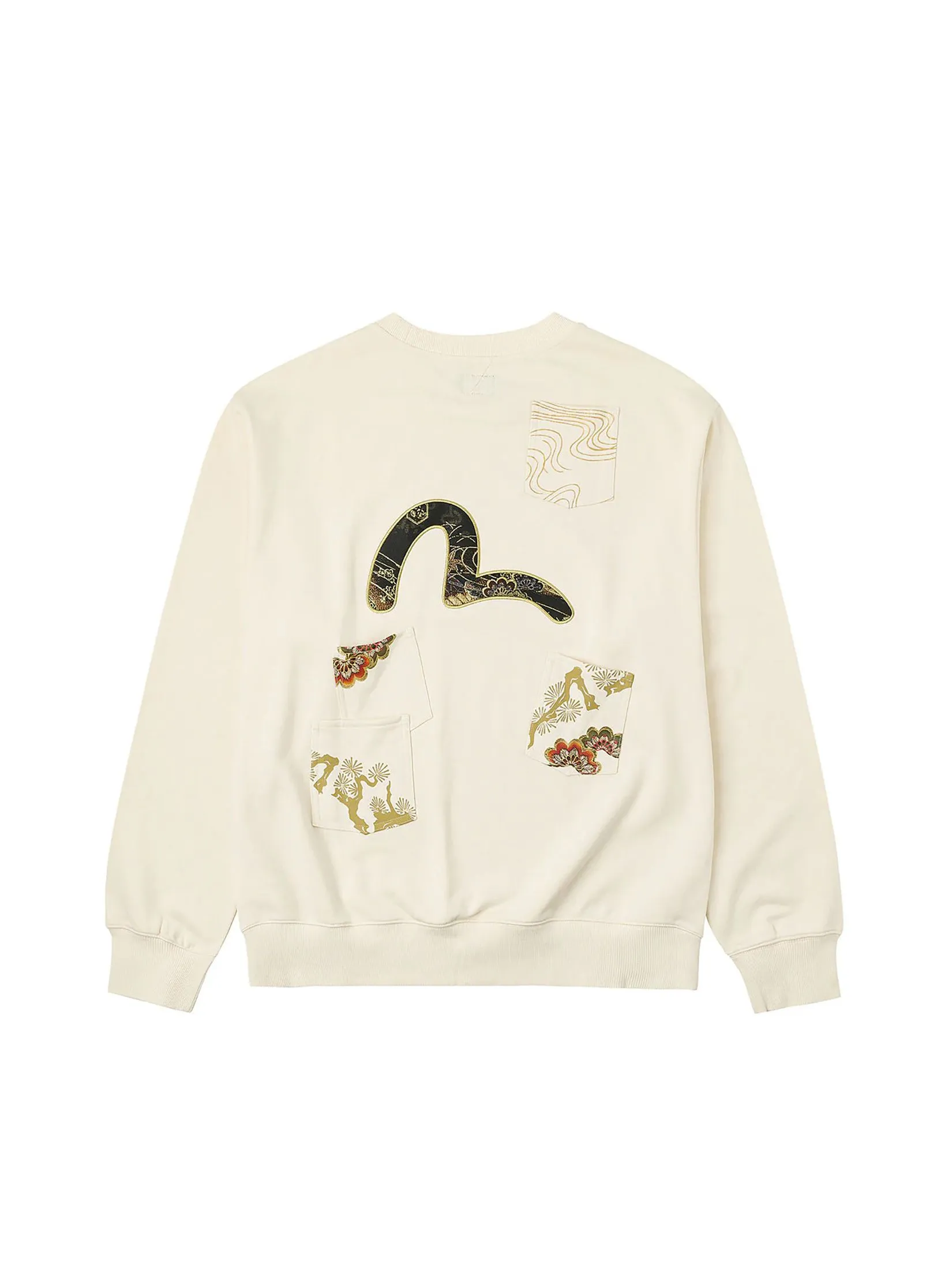 EVISU Men Sweatshirt Seagull Brocade Appliqué Relax Fit