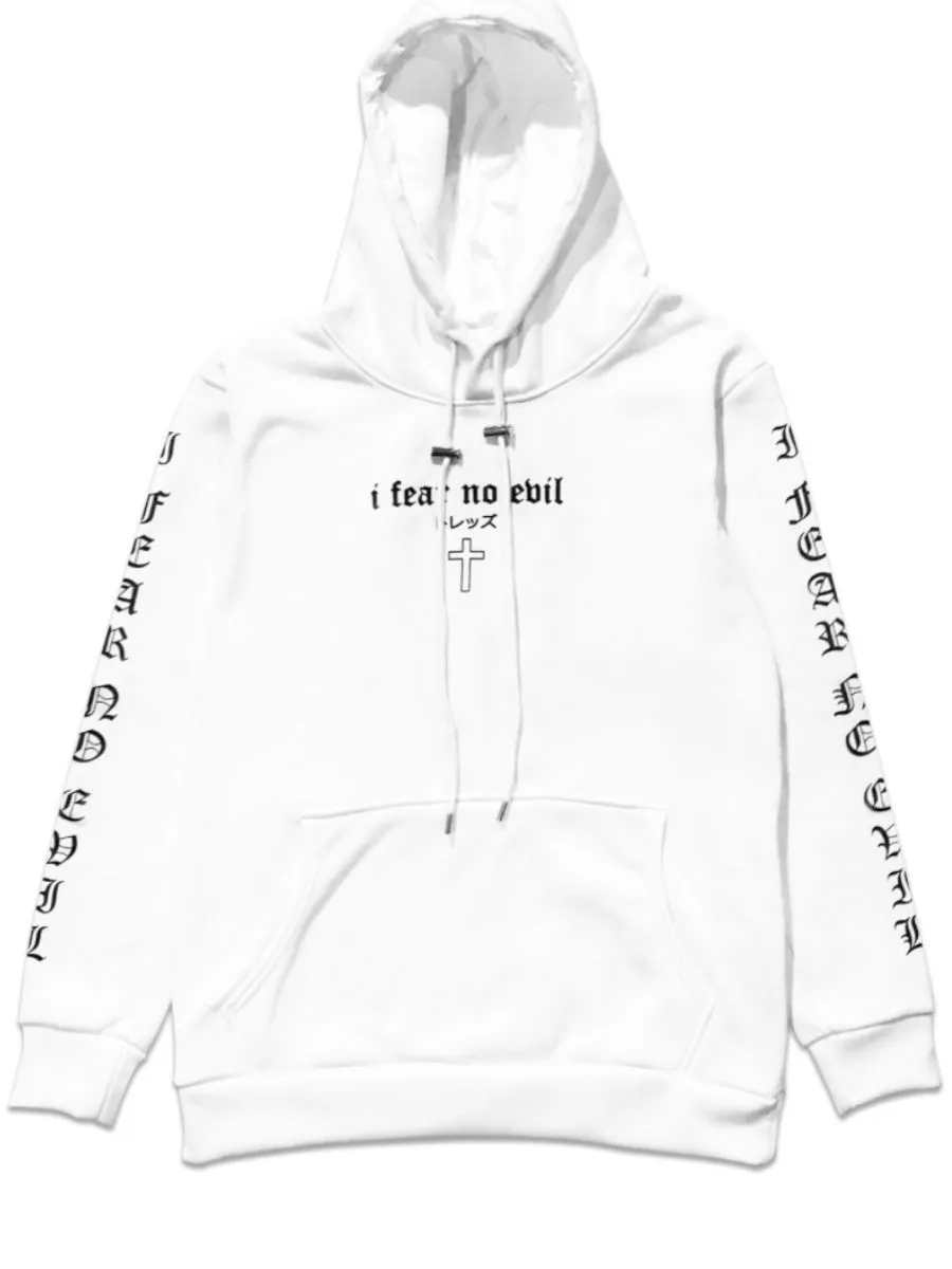 TZ WORLDWIDE Men HOODIE TZ I FEAR NO EVIL White/BLACK