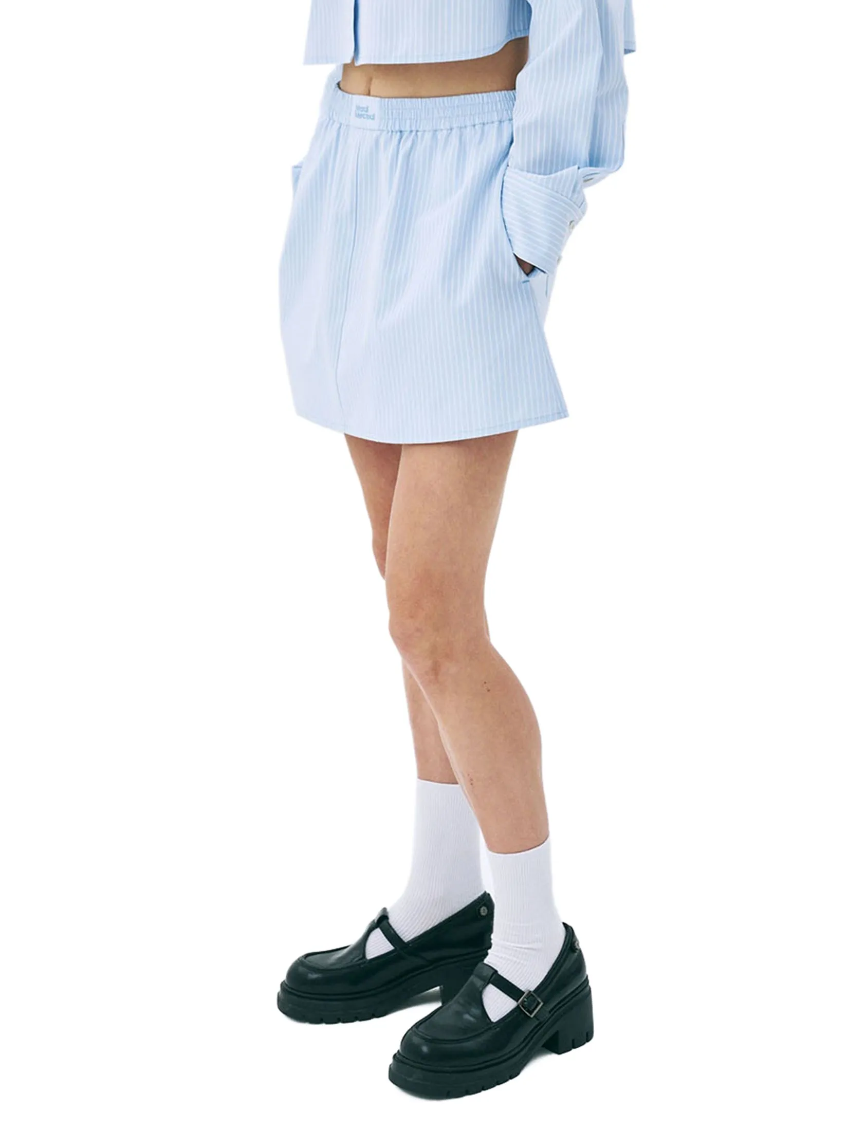 MARDI MERCREDI Cotton Mini Skirt Stripe Sky F