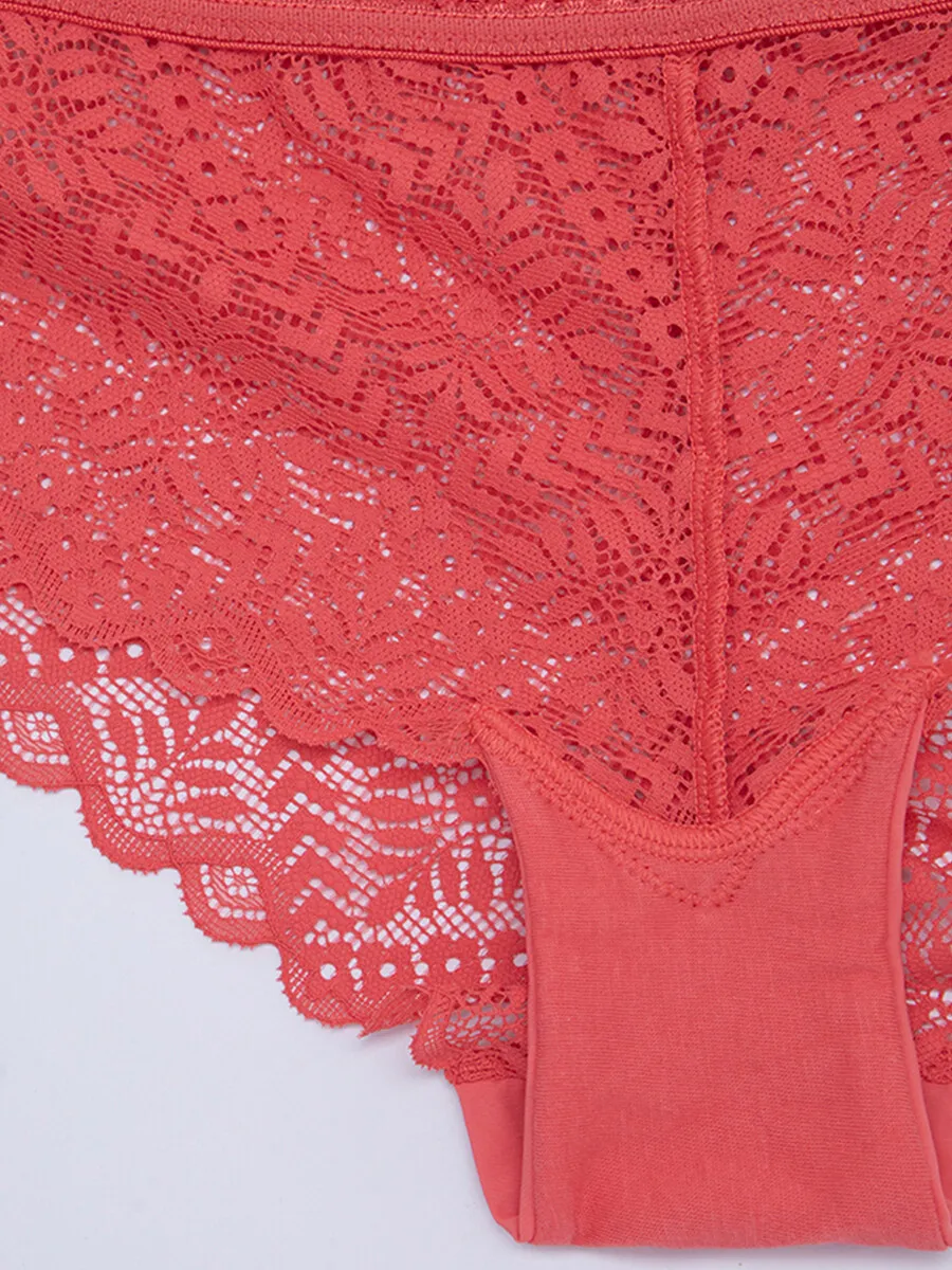 SABINA Mad Moiselle Basic Lace Winter 23 Boyleg Panty - Coral Red