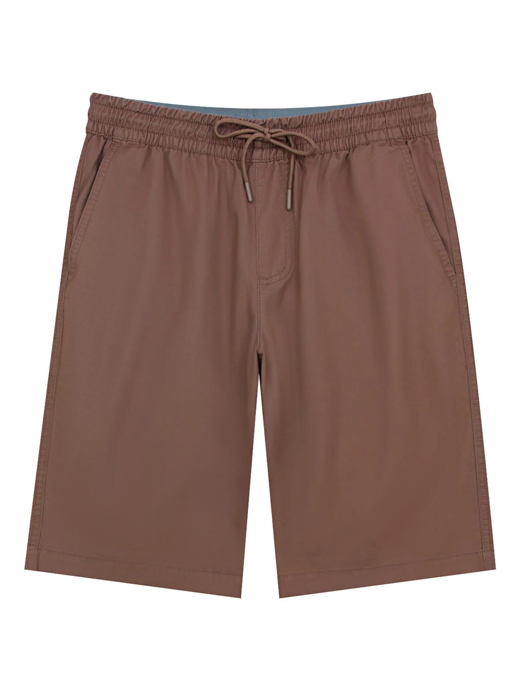 GIORDANO Men's Mid-Rise Slim Fit Elastic Waist Twill Bermuda Shorts Cocoa brown